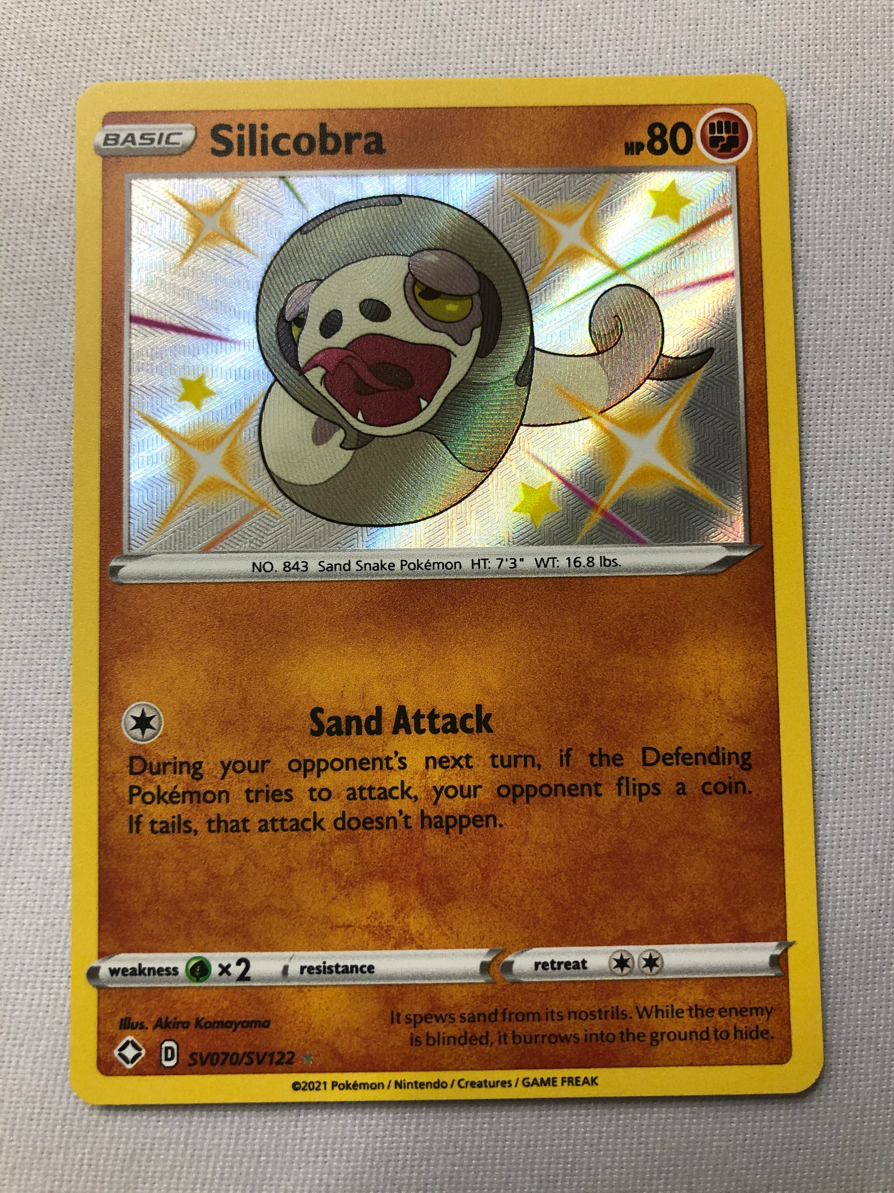 Silicobra SV070/SV122 Shiny Holo Rare Shining Fates Pokemon Card Near