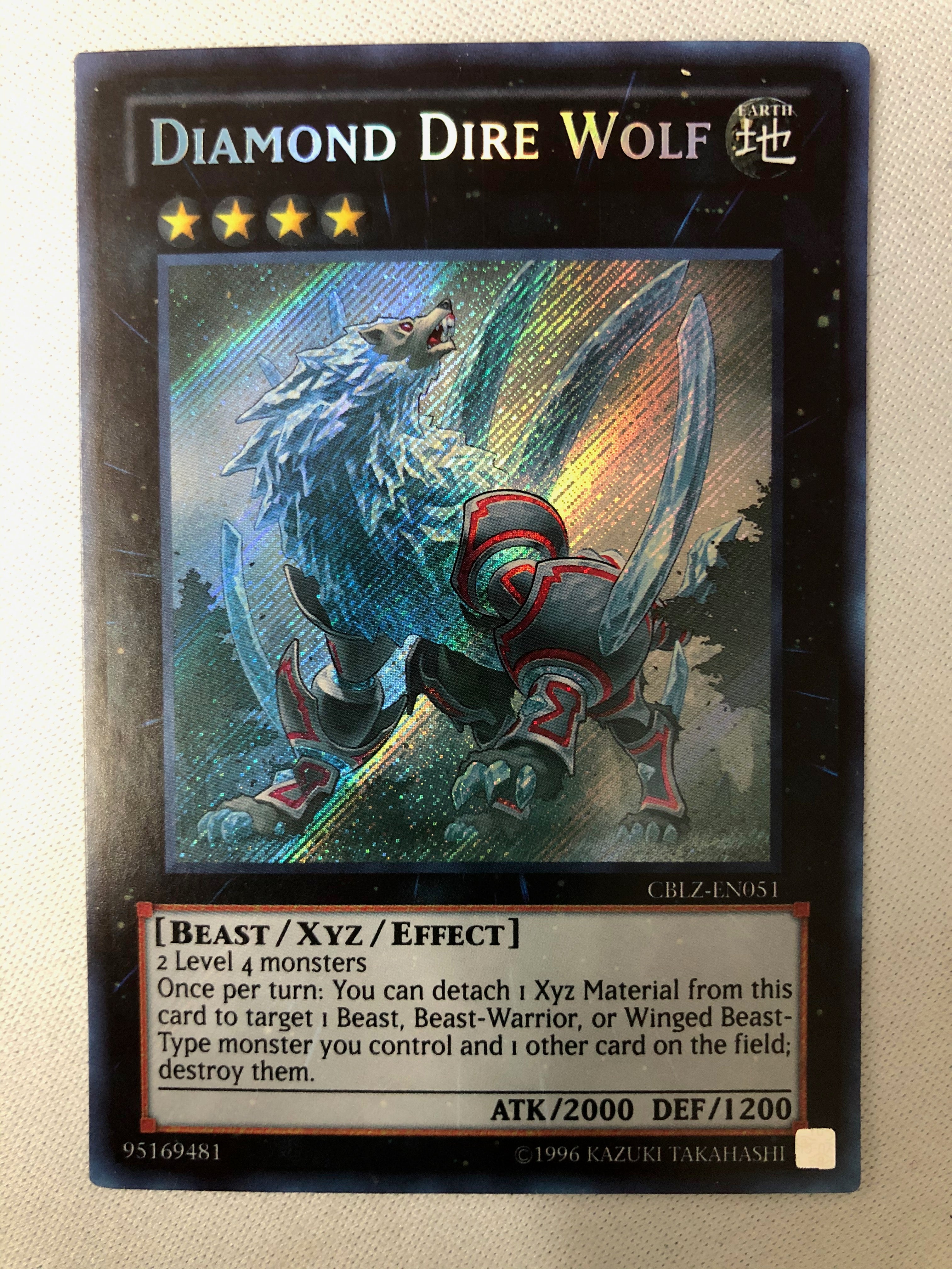 Yugioh Diamond Dire Wolf CBLZ-EN051 Cosmo Blazer Secret Rare Unlimited Yugioh Diamond Dire Wolf CBLZ-EN051 Cosmo Blazer Secret Rare Unlimited