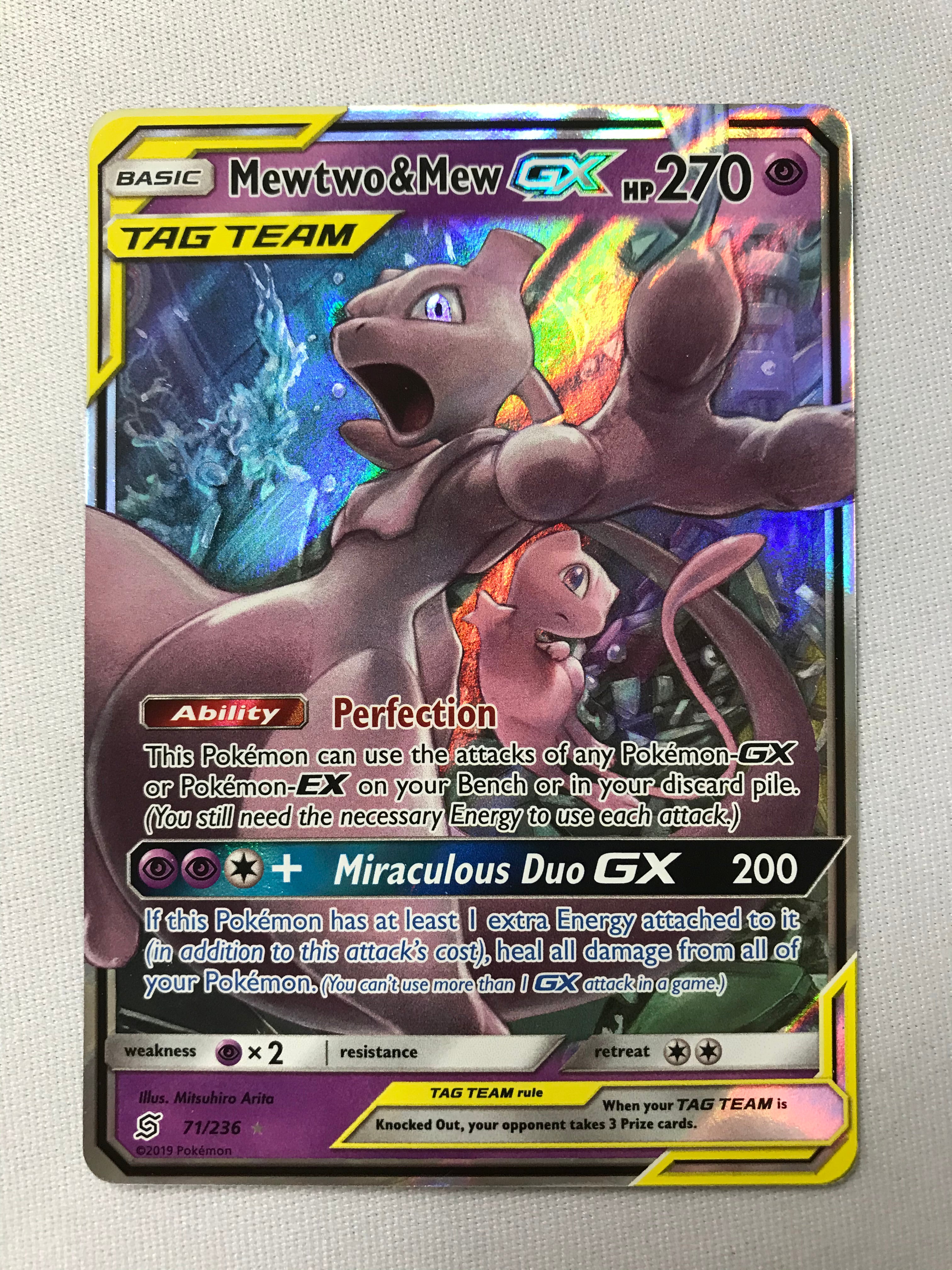 Mewtwo & Mew GX 71/236 Holo Rare Unified Minds Pokemon Card Near Mint Mewtwo & Mew GX 71/236 Holo Rare Unified Minds Pokemon Card Near Mint