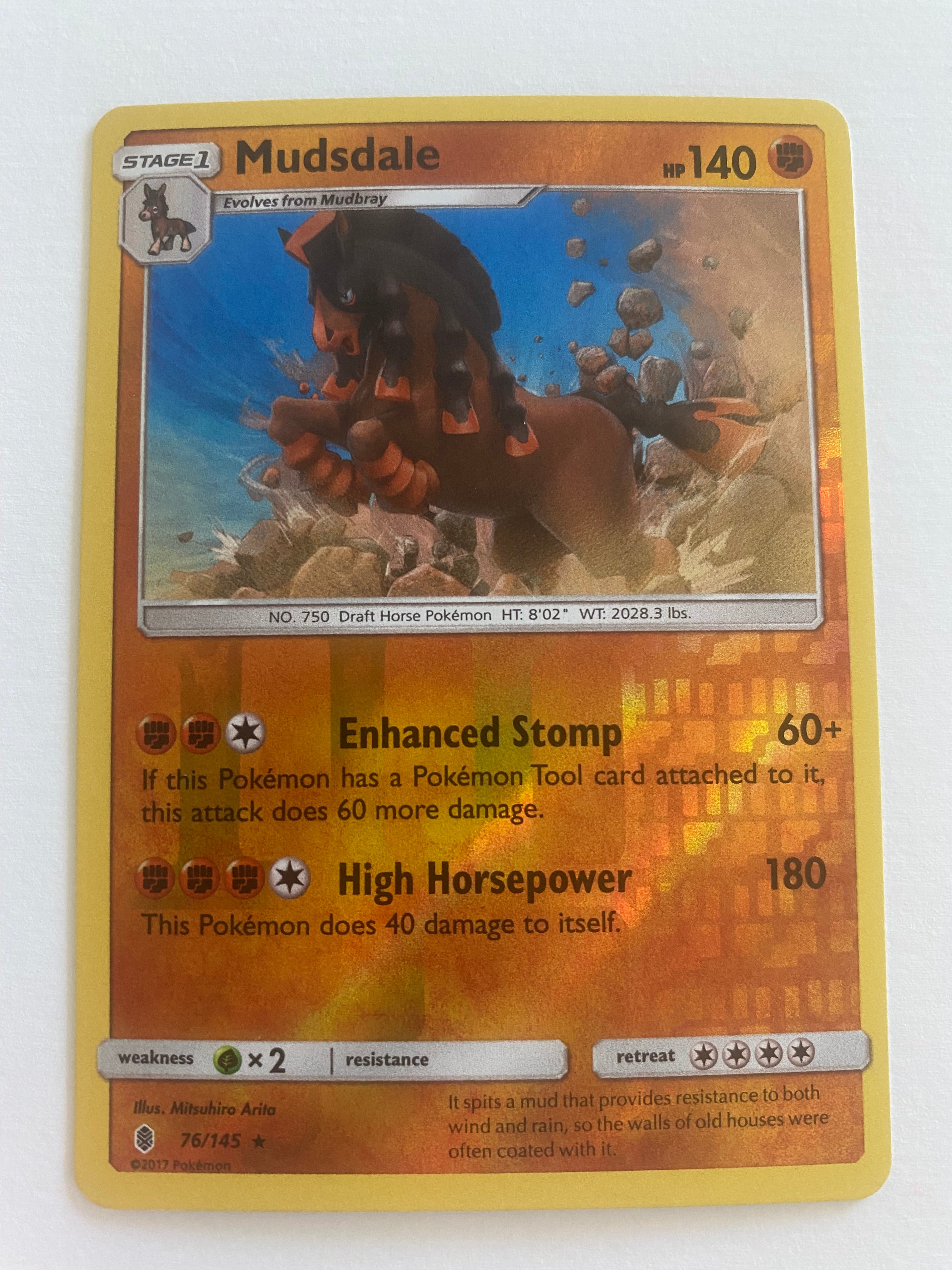 mudsdale pokemon card value Mudsdale 76/145 Reverse Holo Guardians RIsing Pokemon Card Near Mint
