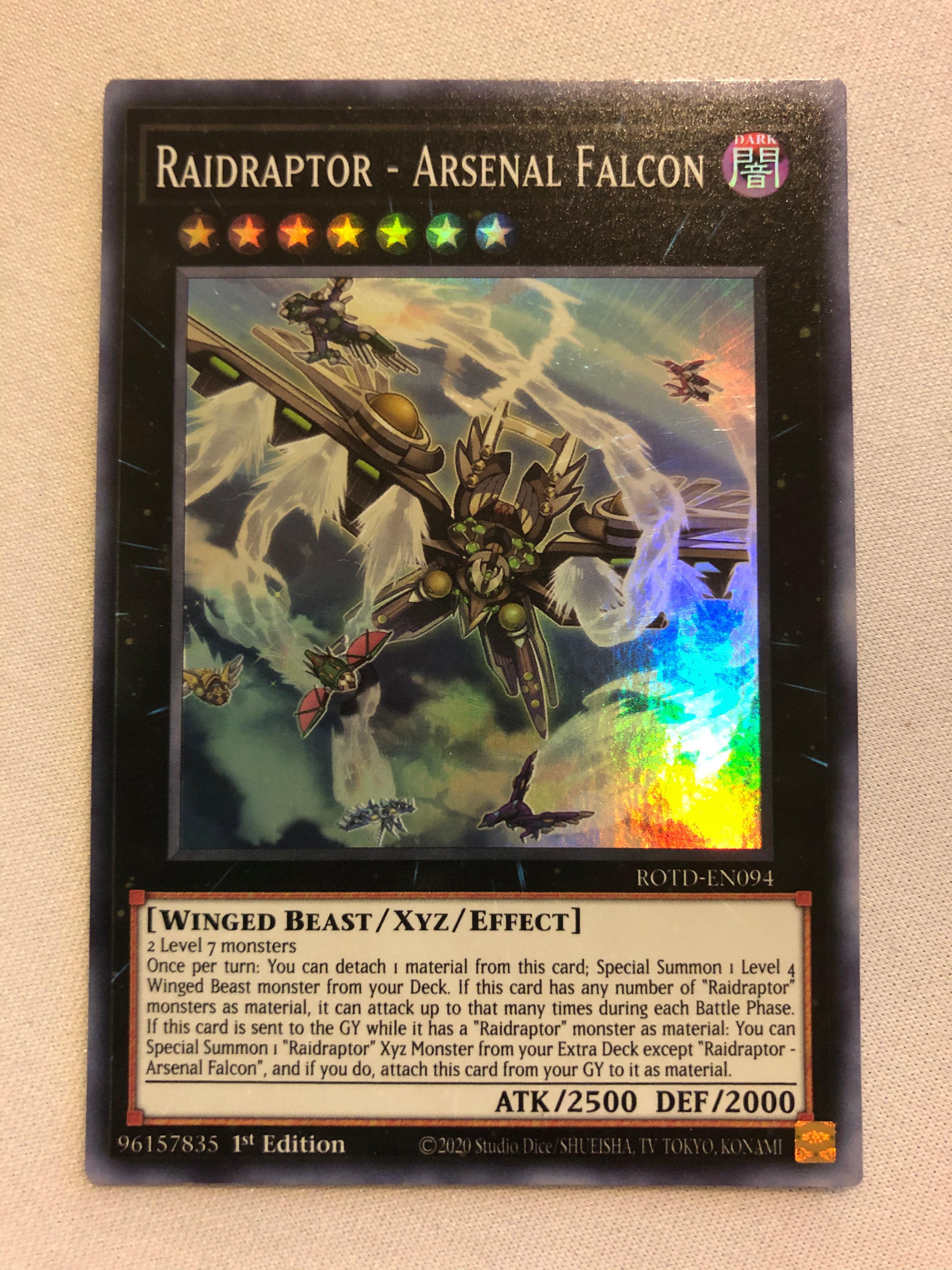 Yugioh Raidraptor - Arsenal Falcon ROTD-EN094 Super Rare 1st Edition N