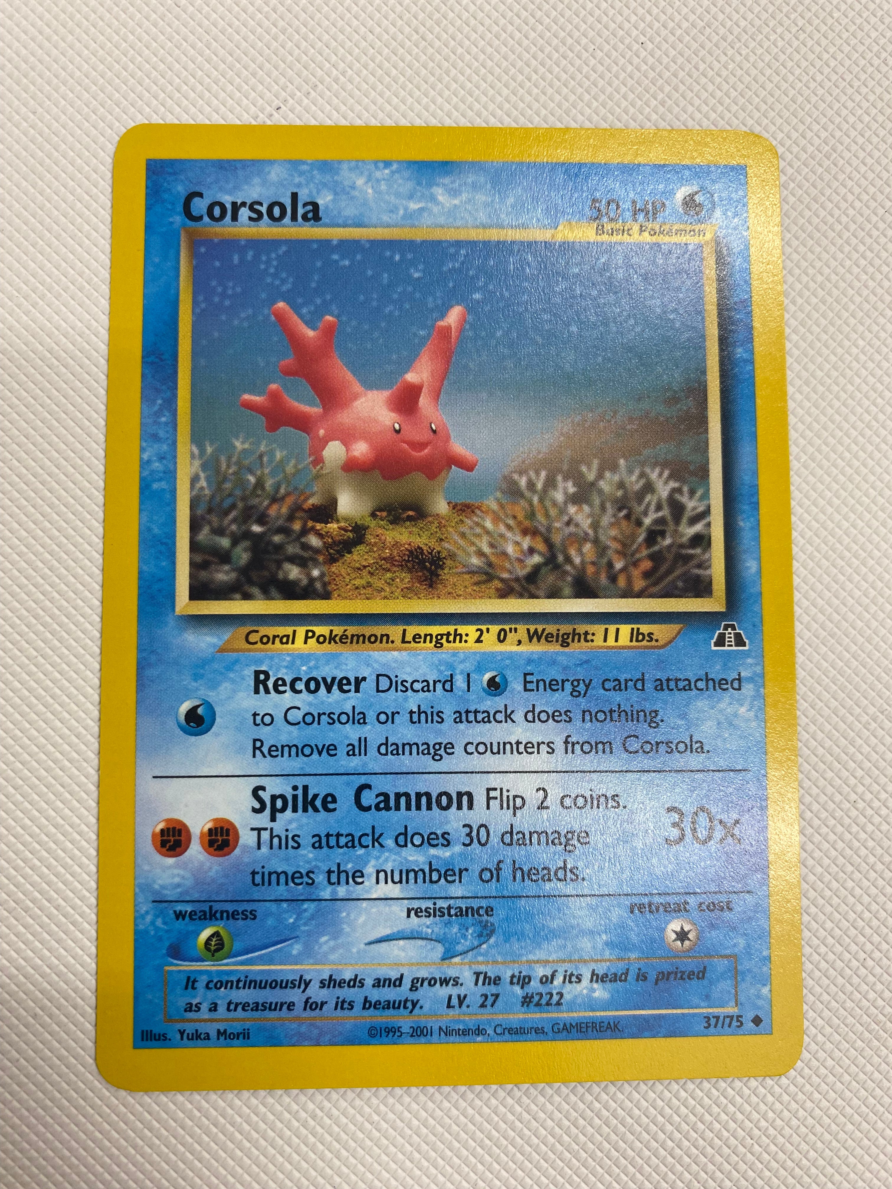 Corsola 37/75 Neo Discovery Uncommon Pokemon Card Near Mint