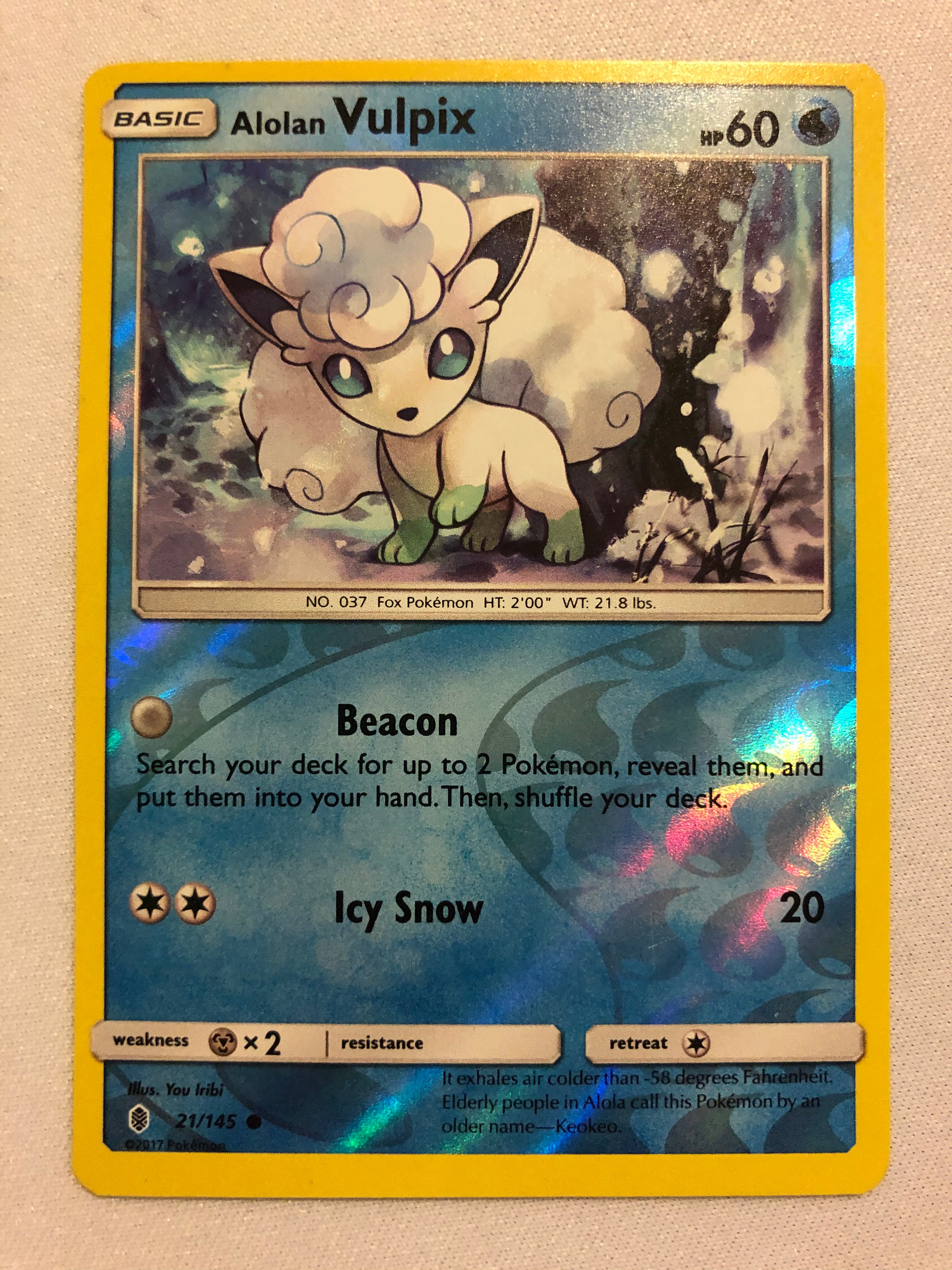 Alolan Vulpix 21/145 Reverse Holo Pokemon Card Near Mint Alolan Vulpix 21/145 Reverse Holo Pokemon Card Near Mint