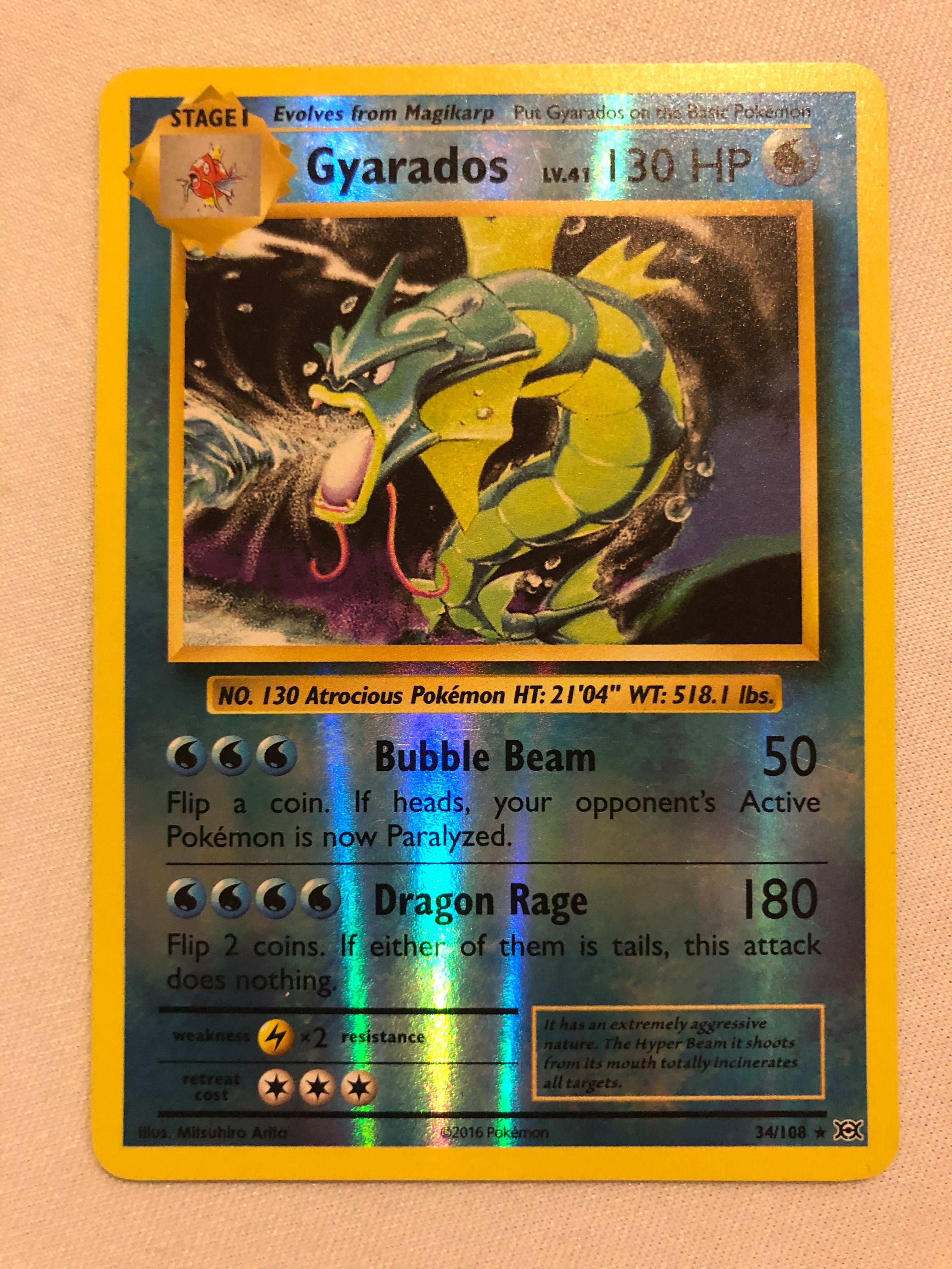 Gyarados 34/108 Reverse Holo Rare Pokemon Card Near Mint Gyarados 34/108 Reverse Holo Rare Pokemon Card Near Mint