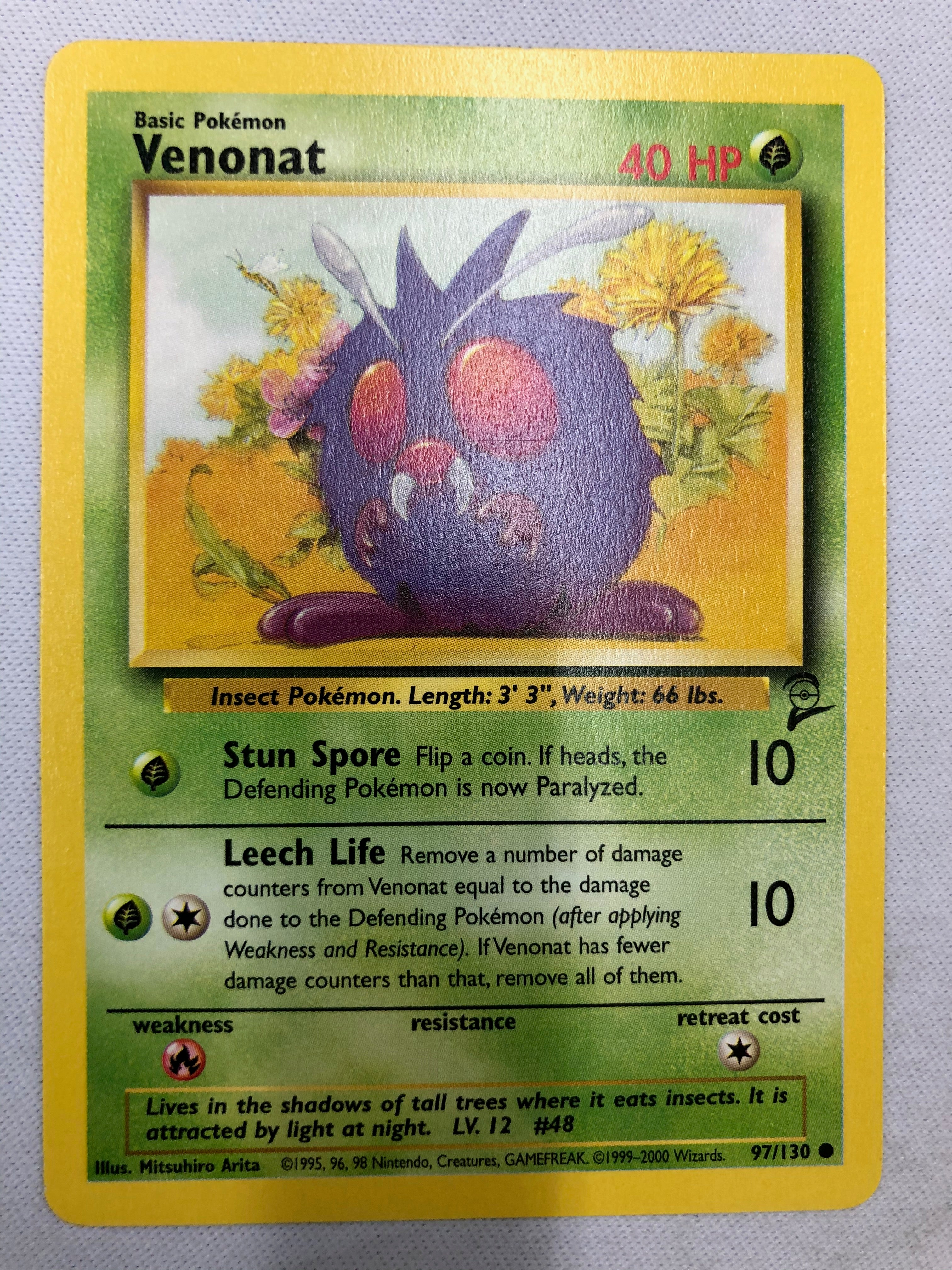 venonat pokemon card value Venonat 97/130 Base Set 2 Unlimited Edition Common Near Mint