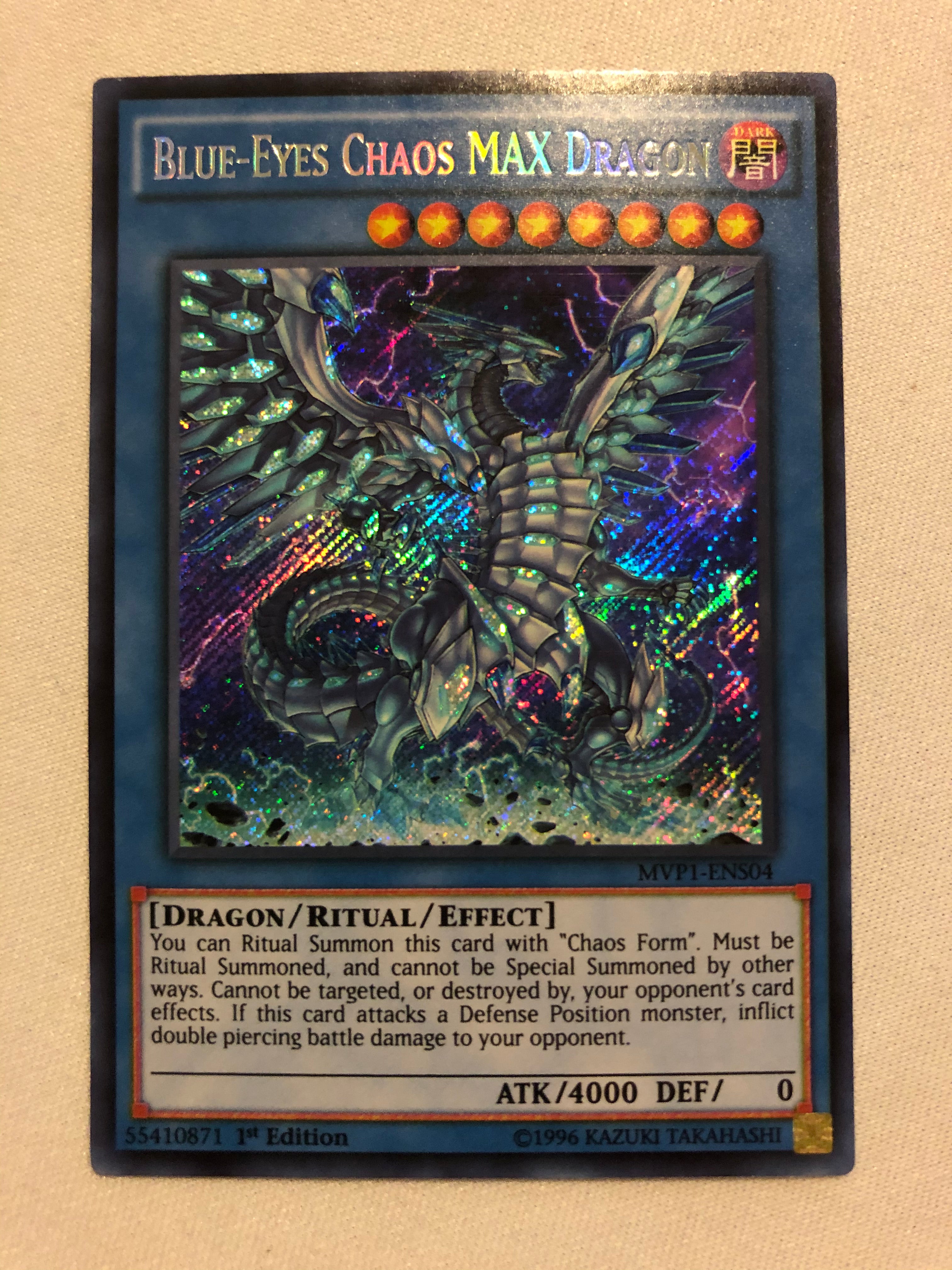 Yugioh Blue-Eyes Chaos MAX Dragon MVP1-ENS04 1st Edition Secret Rare N