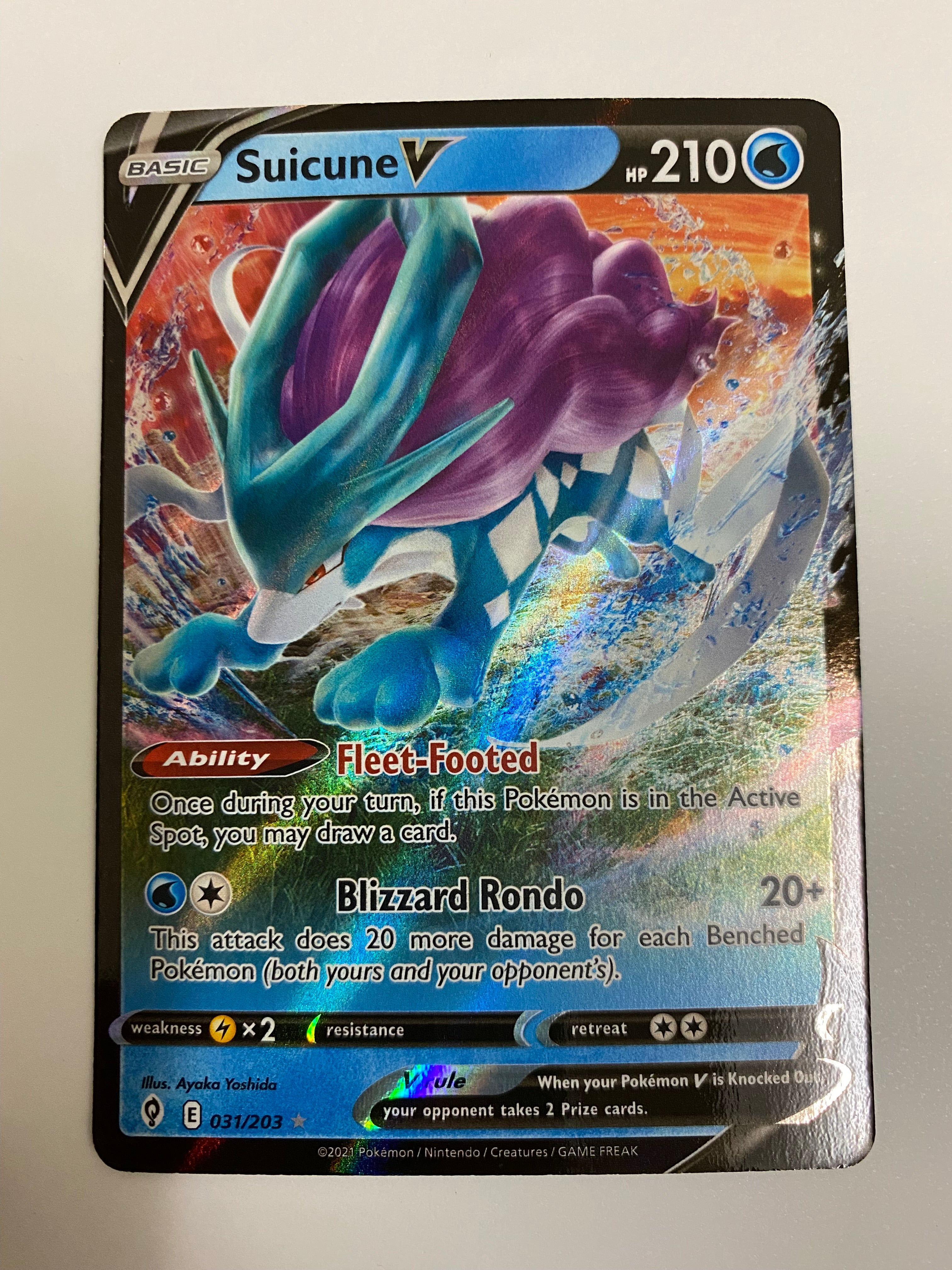 Suicune V Evolving Skies 031/203 Holo Ultra Rare Pokemon Card Near Min