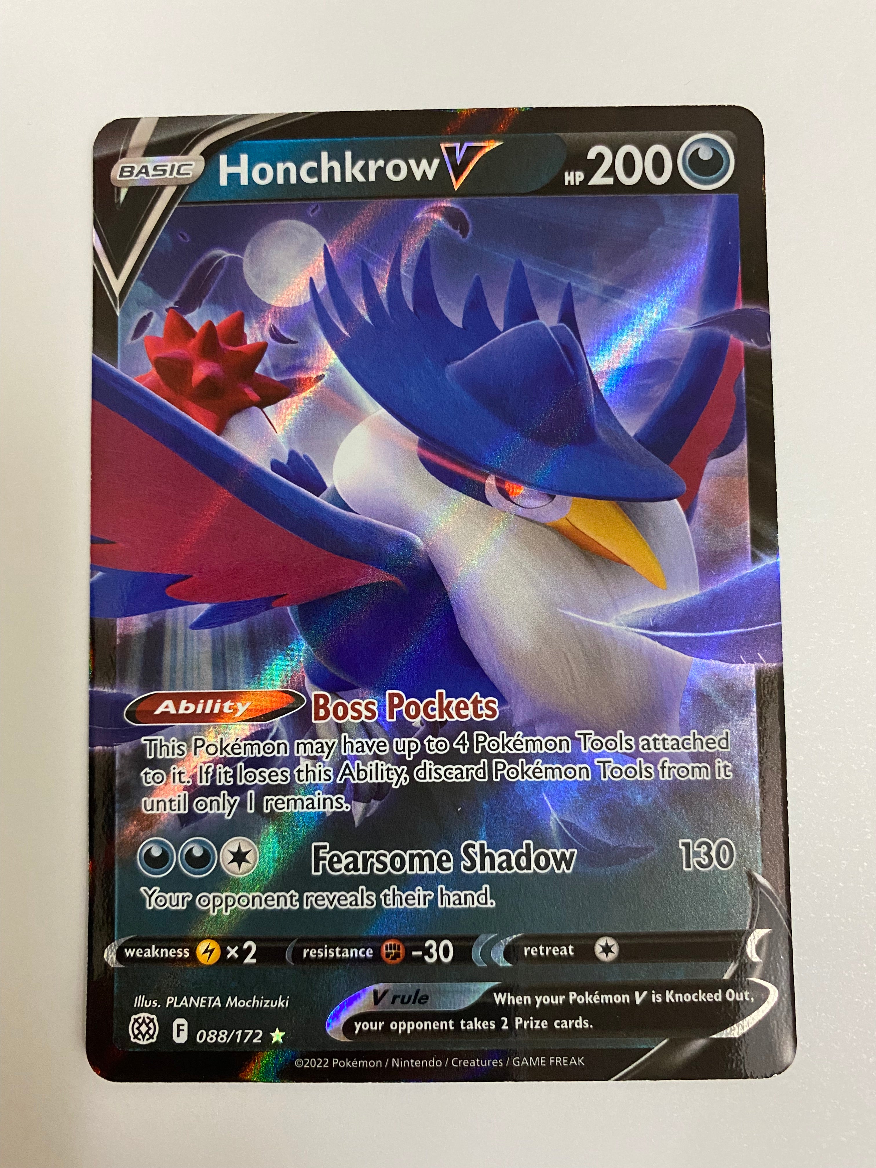 Honchkrow V 088/172 Pokemon Card Brilliant Stars Near Mint