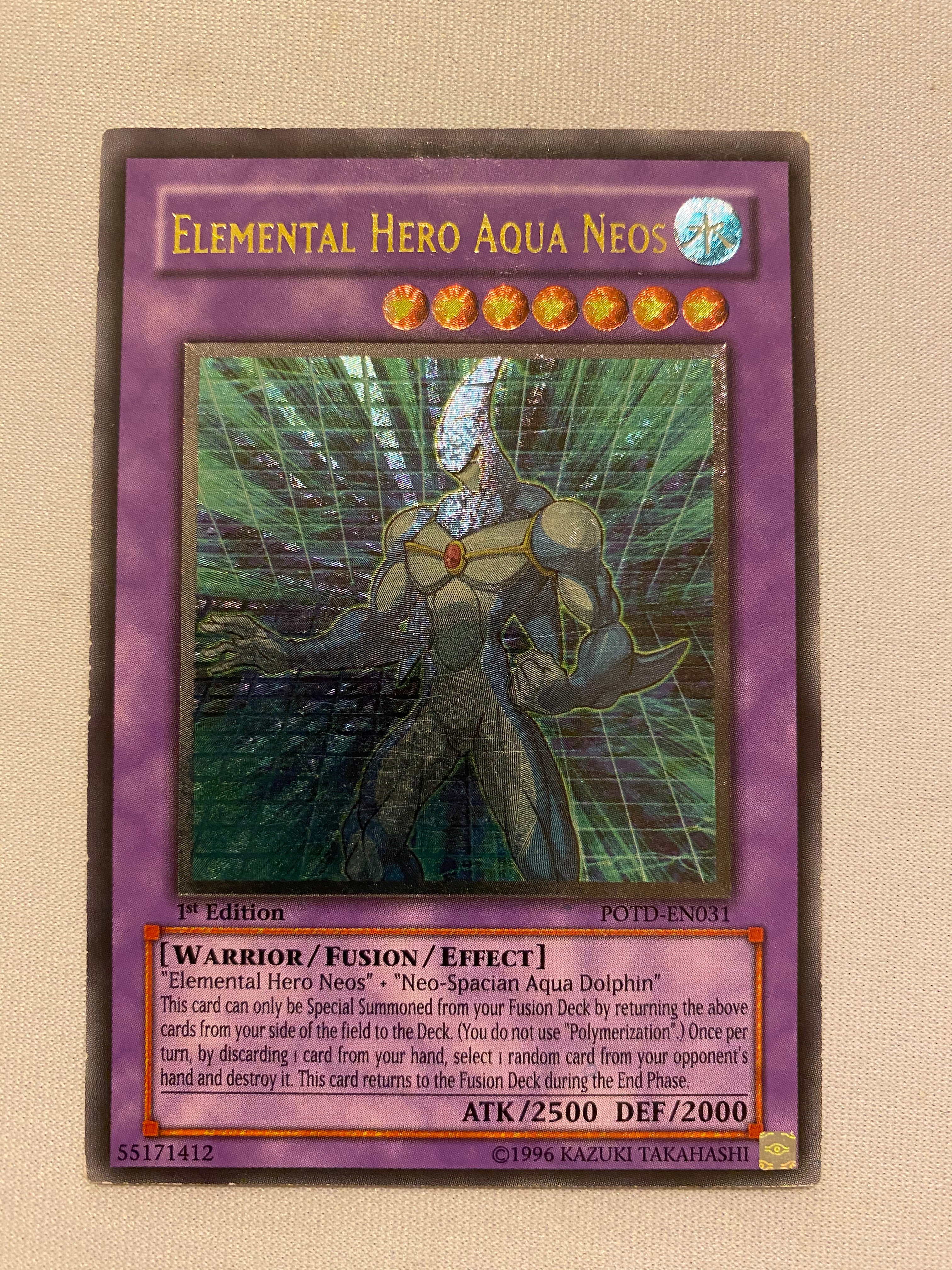 Yugioh Elemental Hero Aqua Neos POTD- EN031 Ultimate Rare 1st Edition