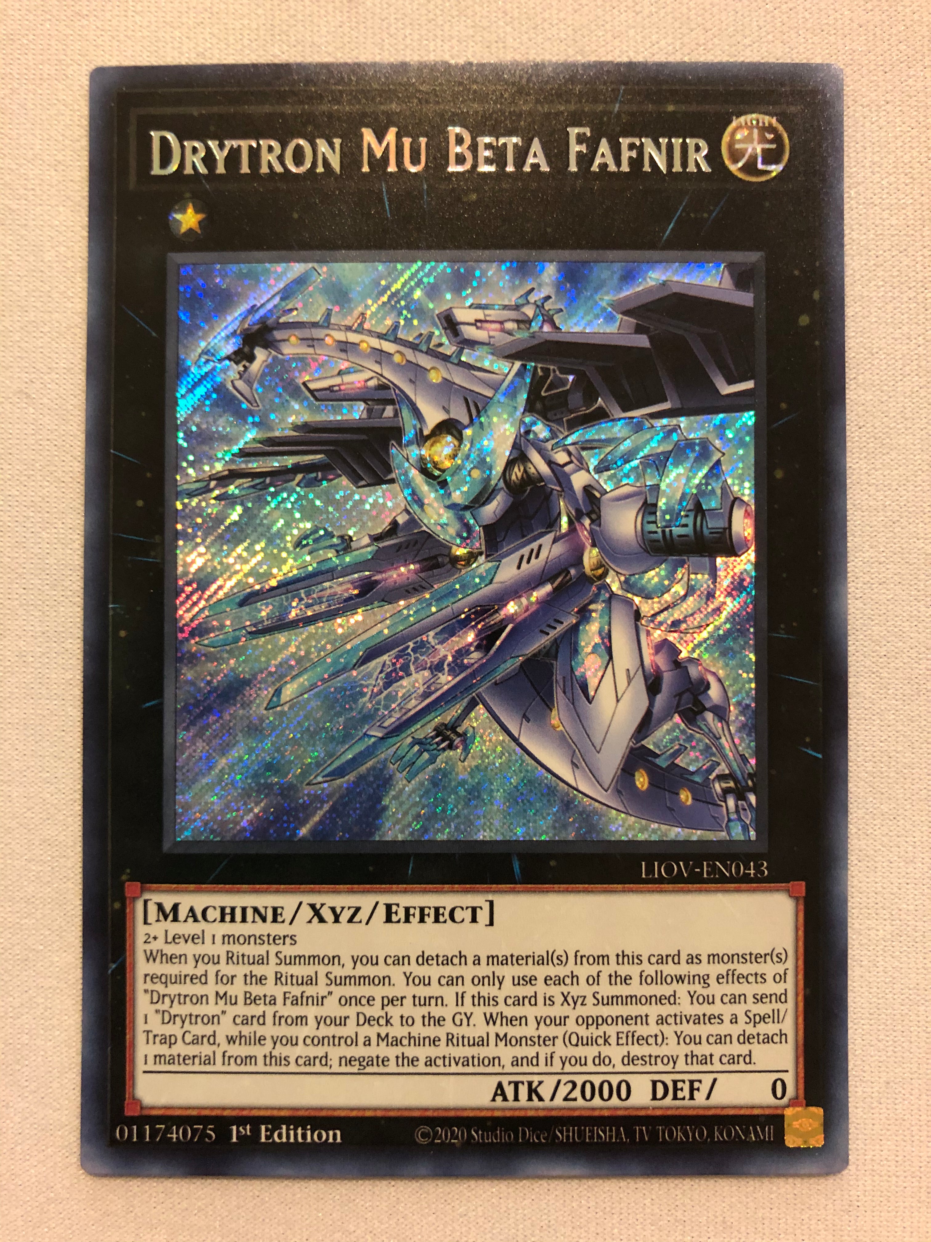 yugioh beta cards Yugioh Drytron Mu Beta Fafnir LIOV-EN043 Secret Rare 1st Edition Near
