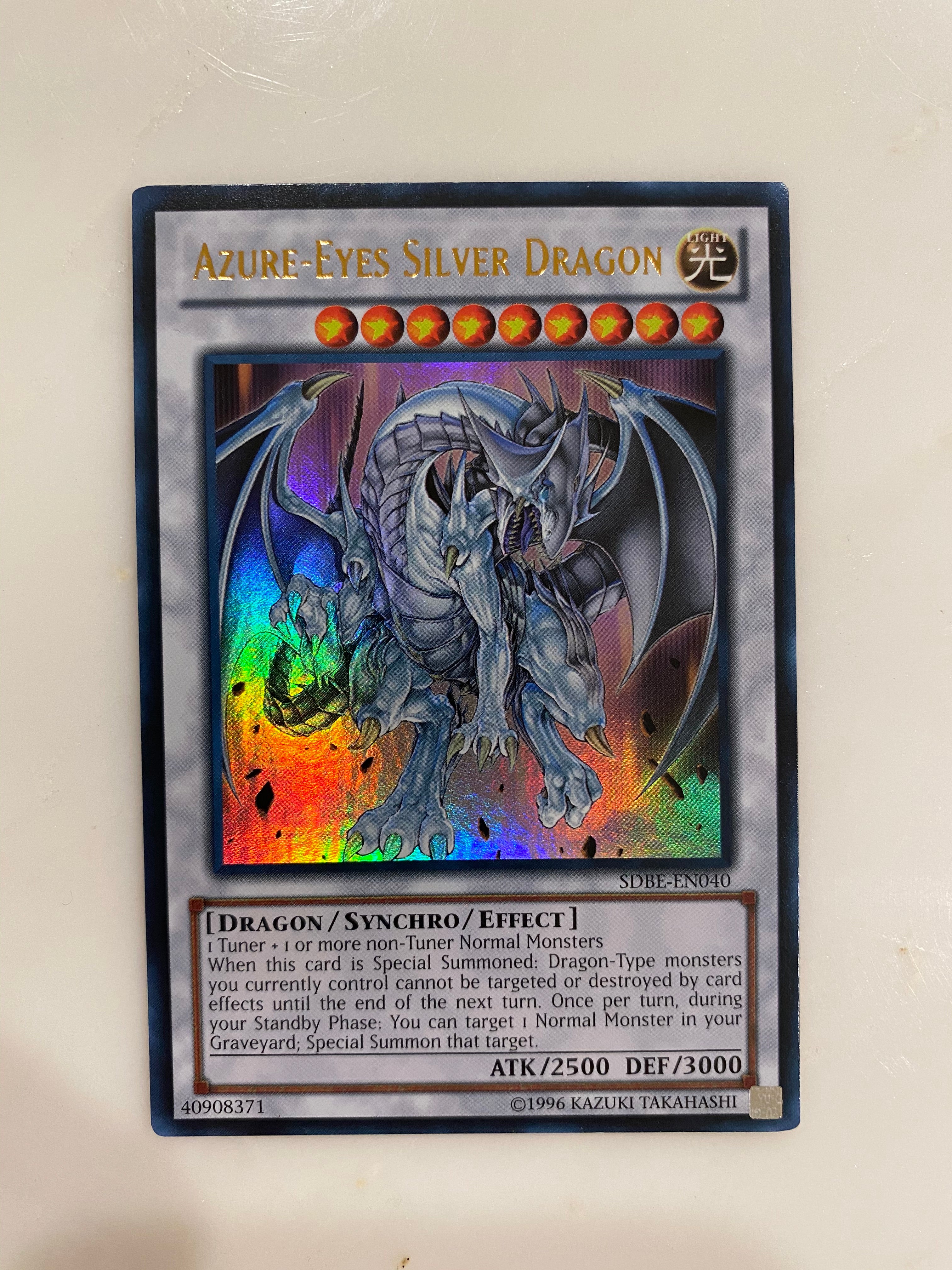 Yu-Gi-Oh! Azure-Eyes Silver Dragon Ultra Rare Card - SDBE-EN040 - Lightly Played Condition Yugioh Legendary Dragons Yu-Gi-Oh! Azure-Eyes Silver Dragon Ultra Rare Card - SDBE-EN040 - Lightly Played Condition Yugioh Legendary Dragons