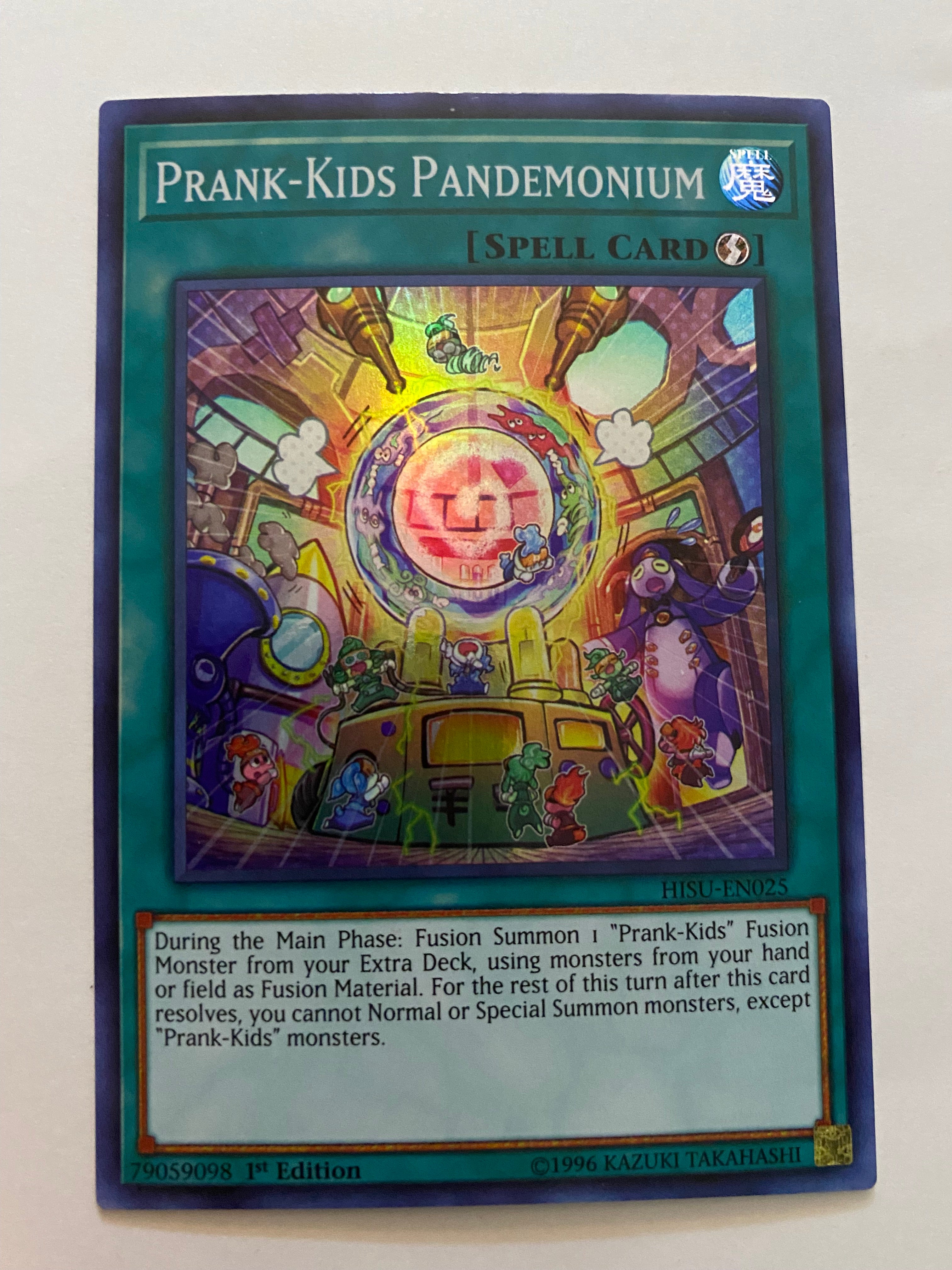 Yugioh Prank-Kids Pandemonium HISU-EN025 Super Rare 1st Edition Near M