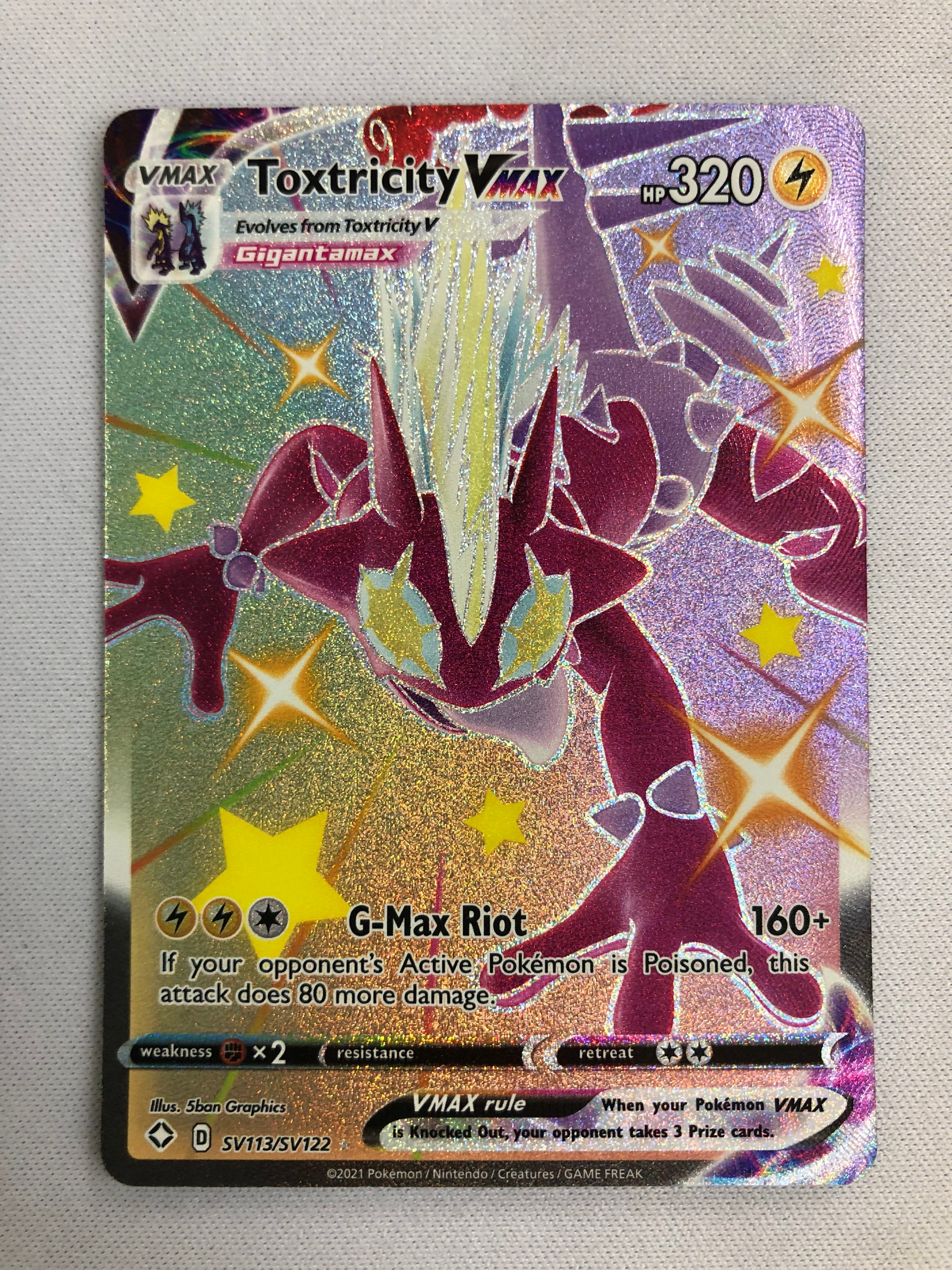 Toxtricity VMAX SV113/SV122 Shiny Holo Rare Shining Fates Pokemon Card Toxtricity VMAX SV113/SV122 Shiny Holo Rare Shining Fates Pokemon Card