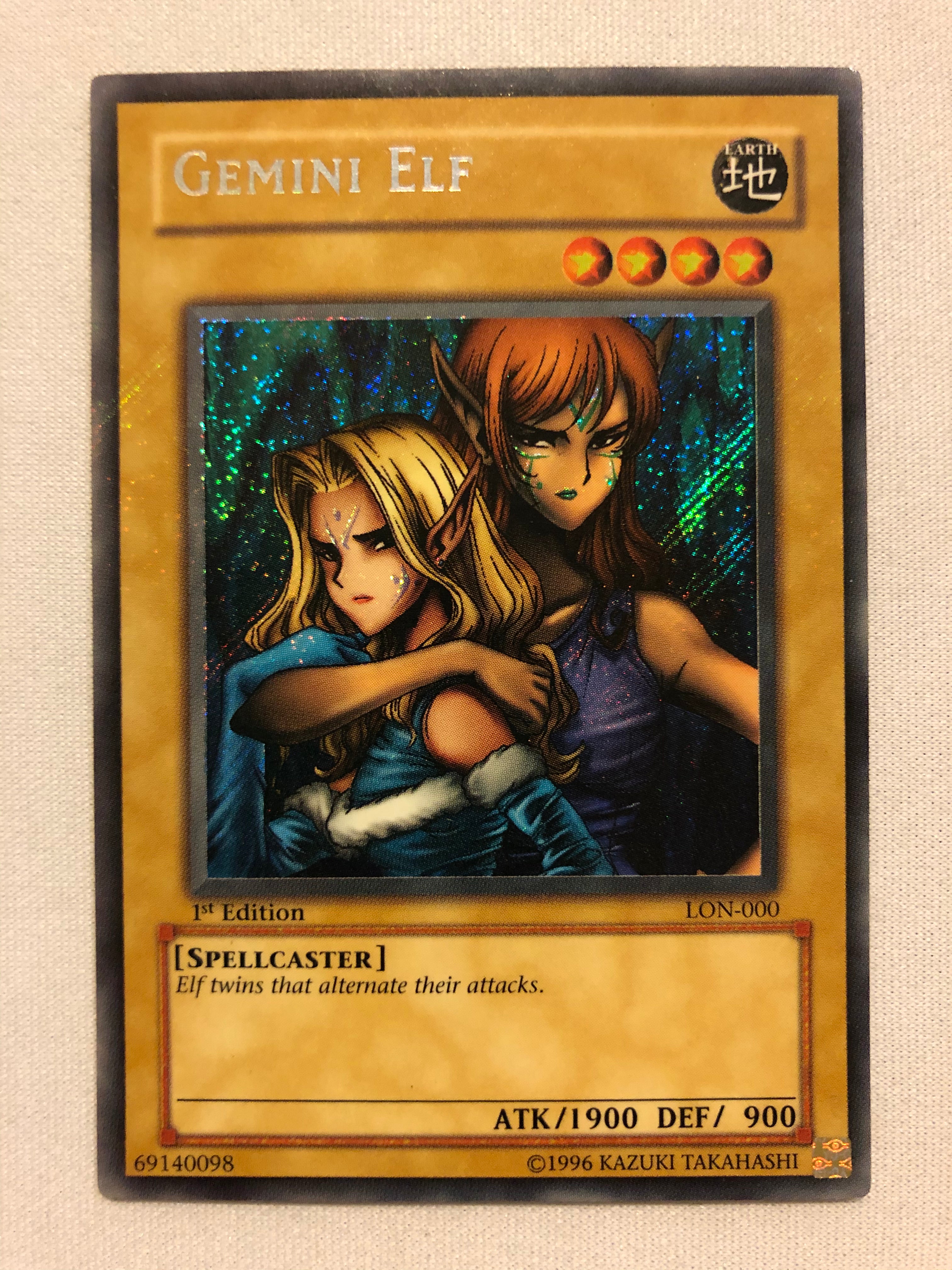 Yugioh Gemini Elf LON-000 Secret Rare 1st Edition Mint/Near Mint