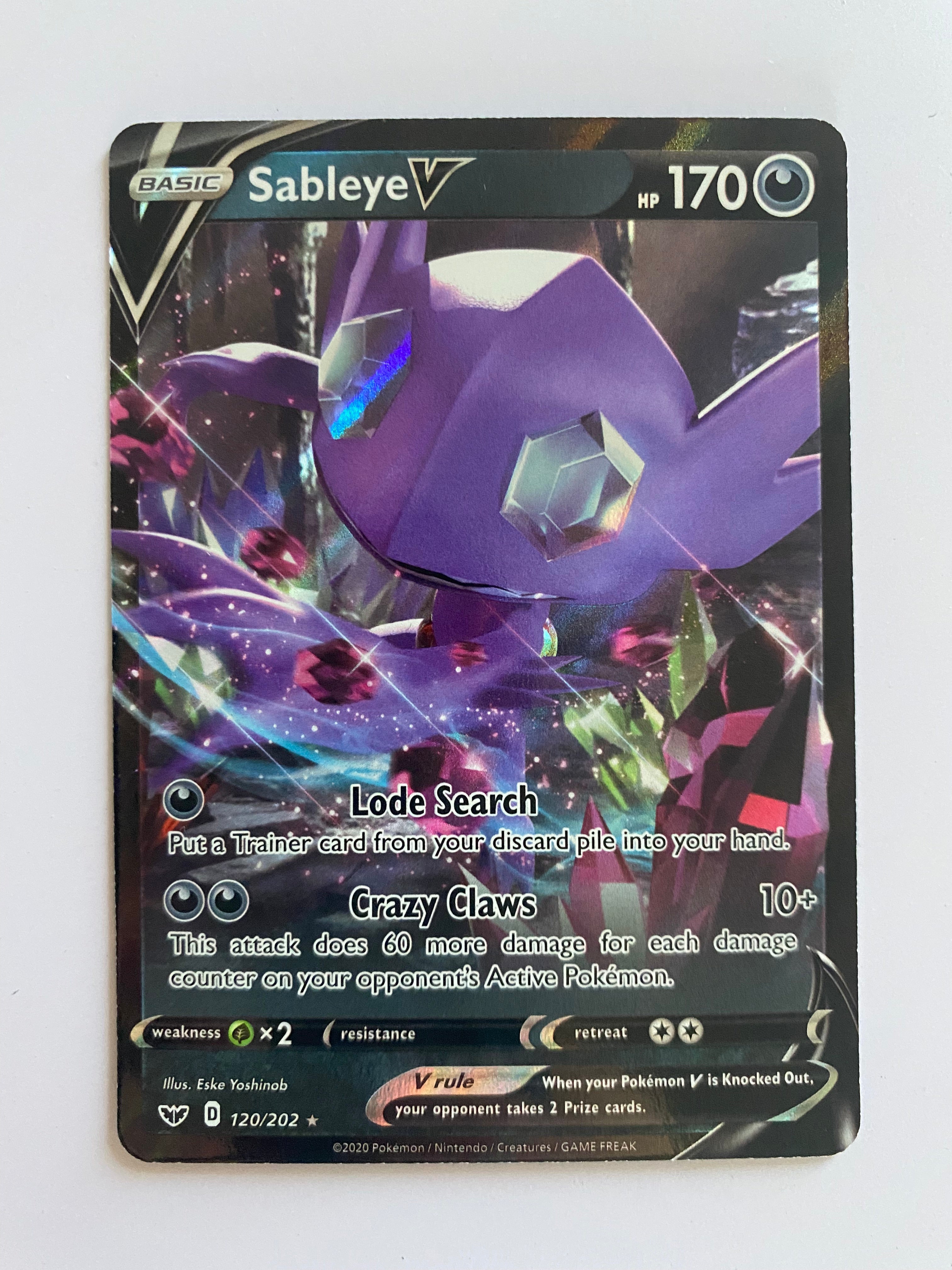 sableye v pokemon card value Sableye V 120/202 Sword & Shield Base Set Holo Ultra Rare Near Mint