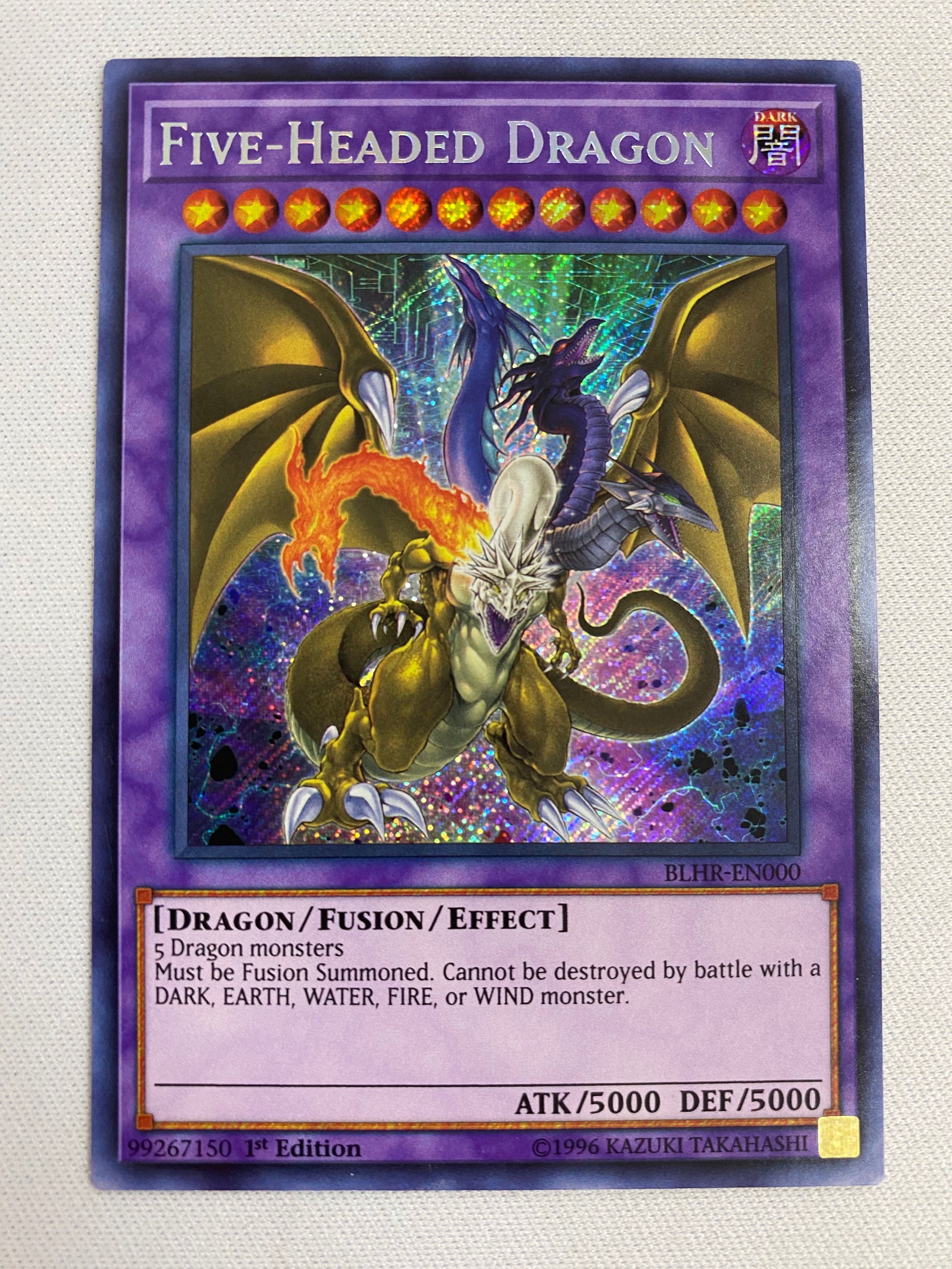 Yugioh Five-Headed Dragon BLHR-EN000 Secret Rare 1st Edition NM Yugioh Five-Headed Dragon BLHR-EN000 Secret Rare 1st Edition NM