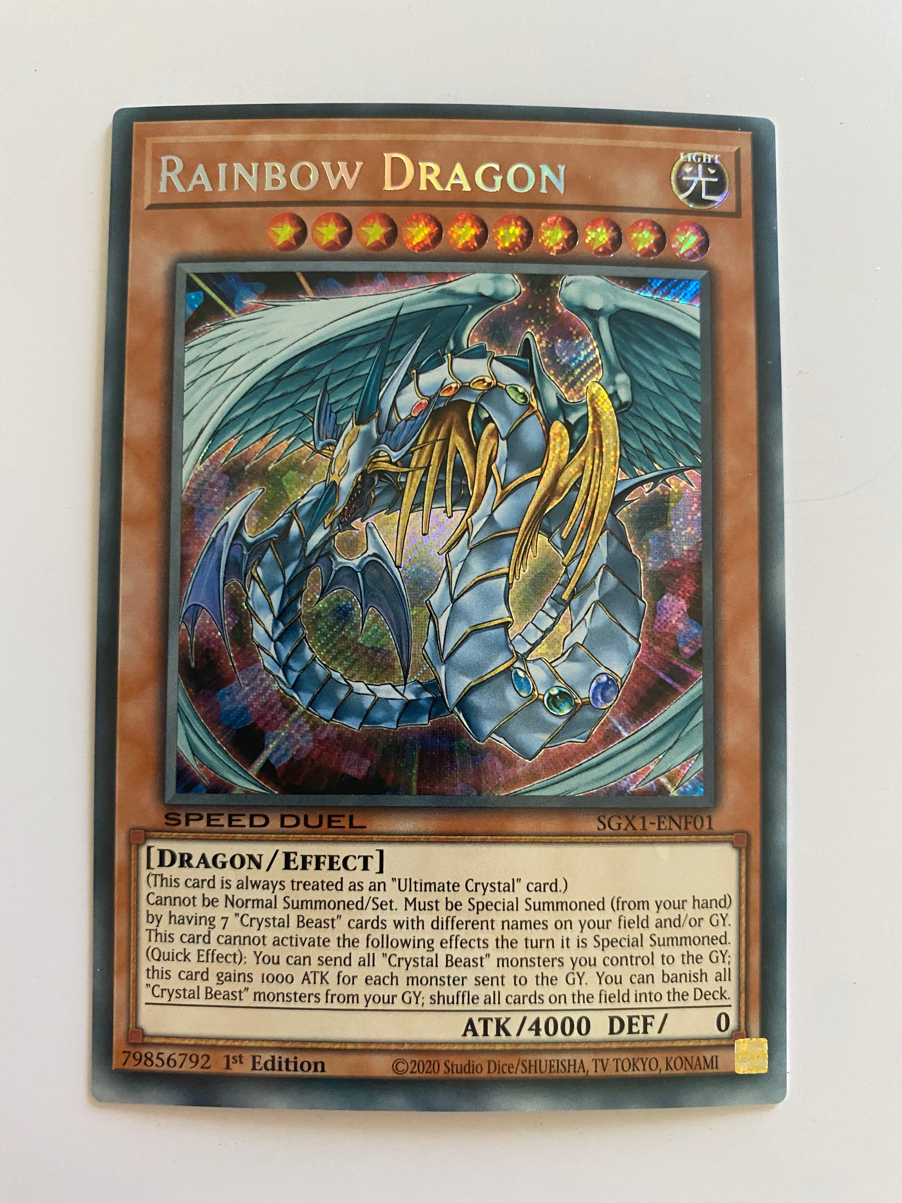 Yugioh Rainbow Dragon SGX1-ENF01 Secret Rare 1st Edition Speed Duel Ne Yugioh Rainbow Dragon SGX1-ENF01 Secret Rare 1st Edition Speed Duel Ne