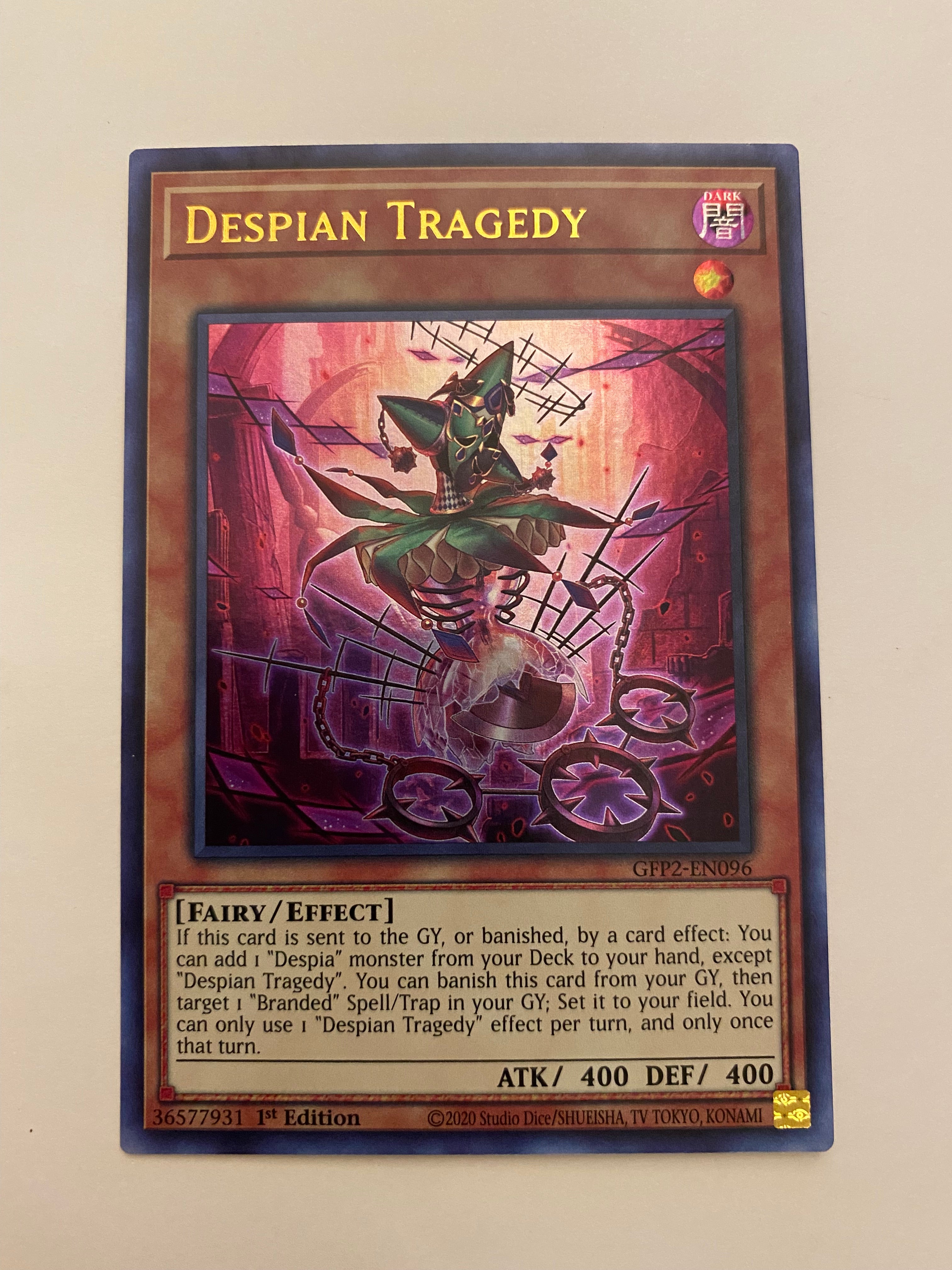 Yugioh Despian Tragedy GFP2-EN096 Ultra Rare 1st Edition Near Mint Yugioh Despian Tragedy GFP2-EN096 Ultra Rare 1st Edition Near Mint
