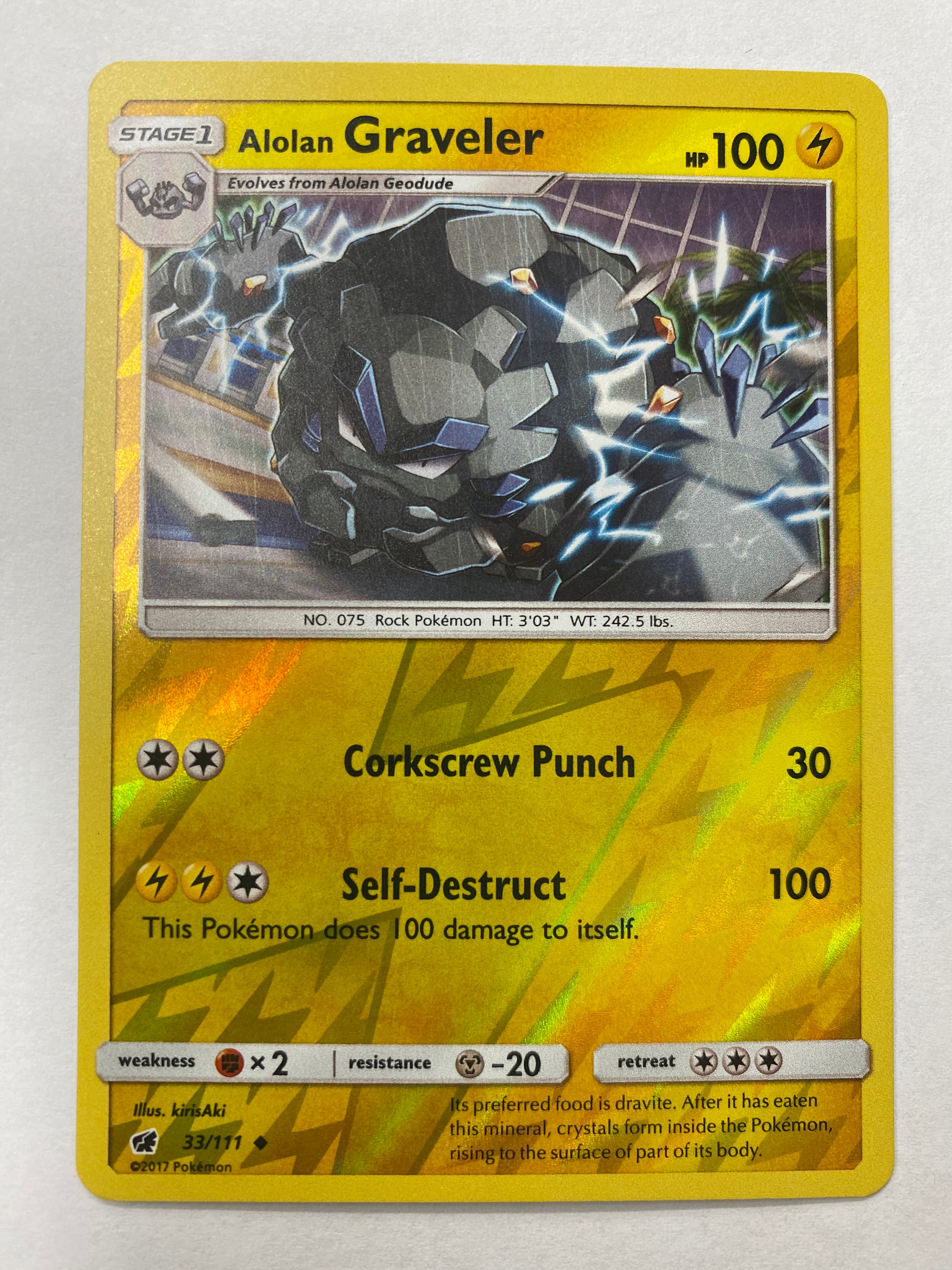 Alolan Graveler 33/111 Crimson Invasion Reverse Holo Pokemon Card Near