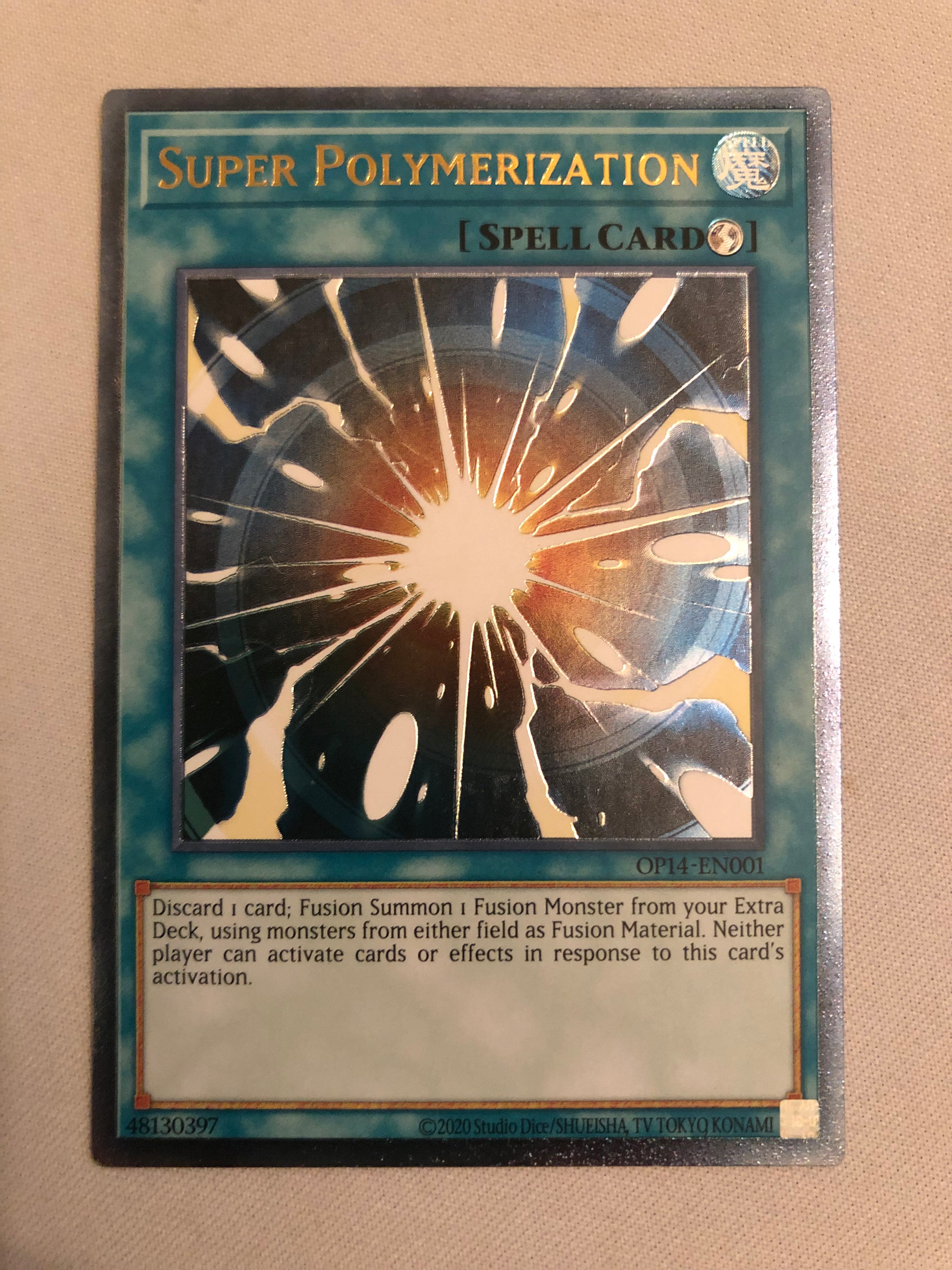 Yugioh Super Polymerization OP14-EN001 Ultimate Rare Near Mint Yugioh Super Polymerization OP14-EN001 Ultimate Rare Near Mint