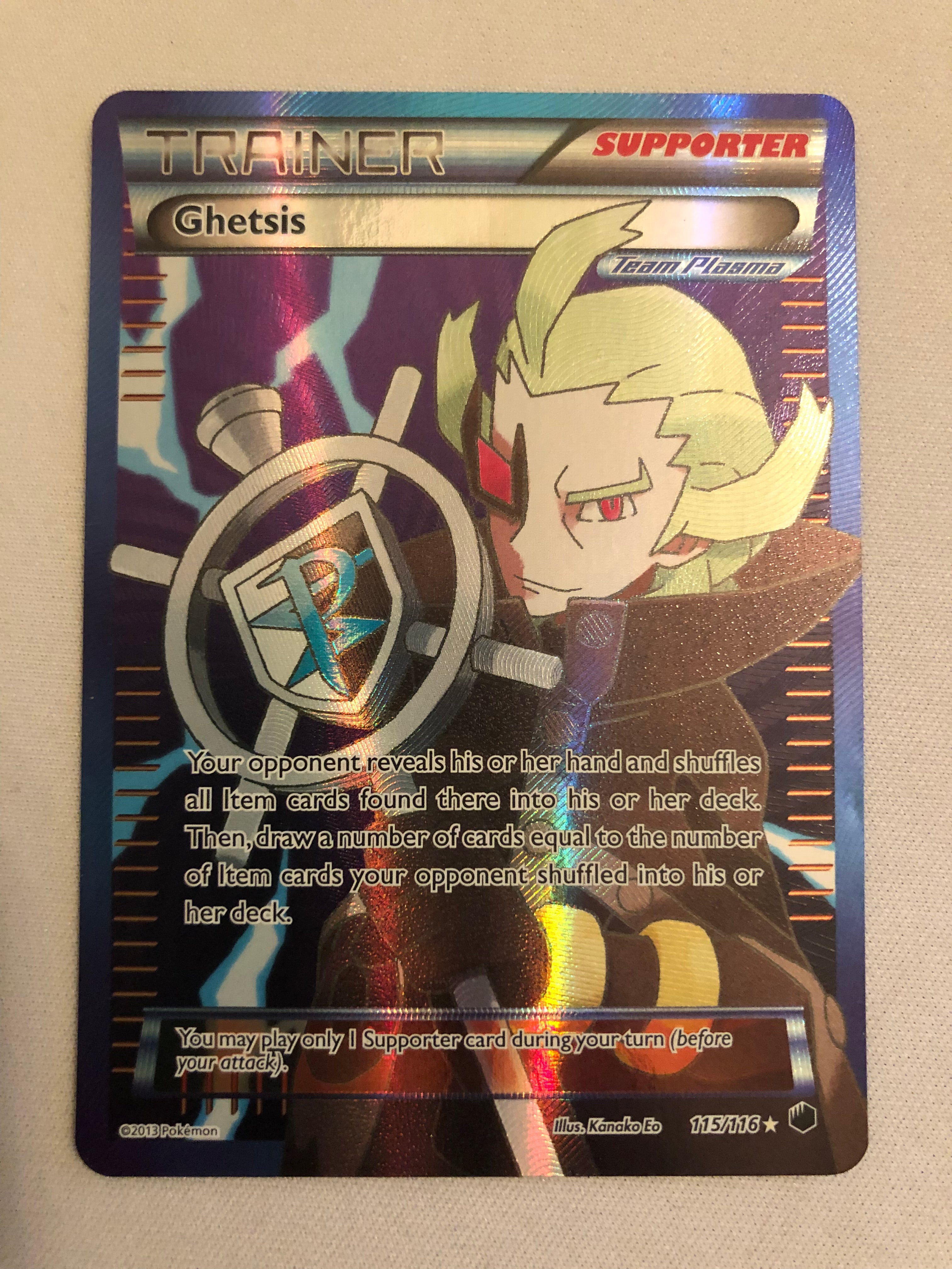 Ghetsis 115/116 Full Art Ultra Rare Plasma Freeze Pokemon Card Near Mint Ghetsis 115/116 Full Art Ultra Rare Plasma Freeze Pokemon Card Near Mint