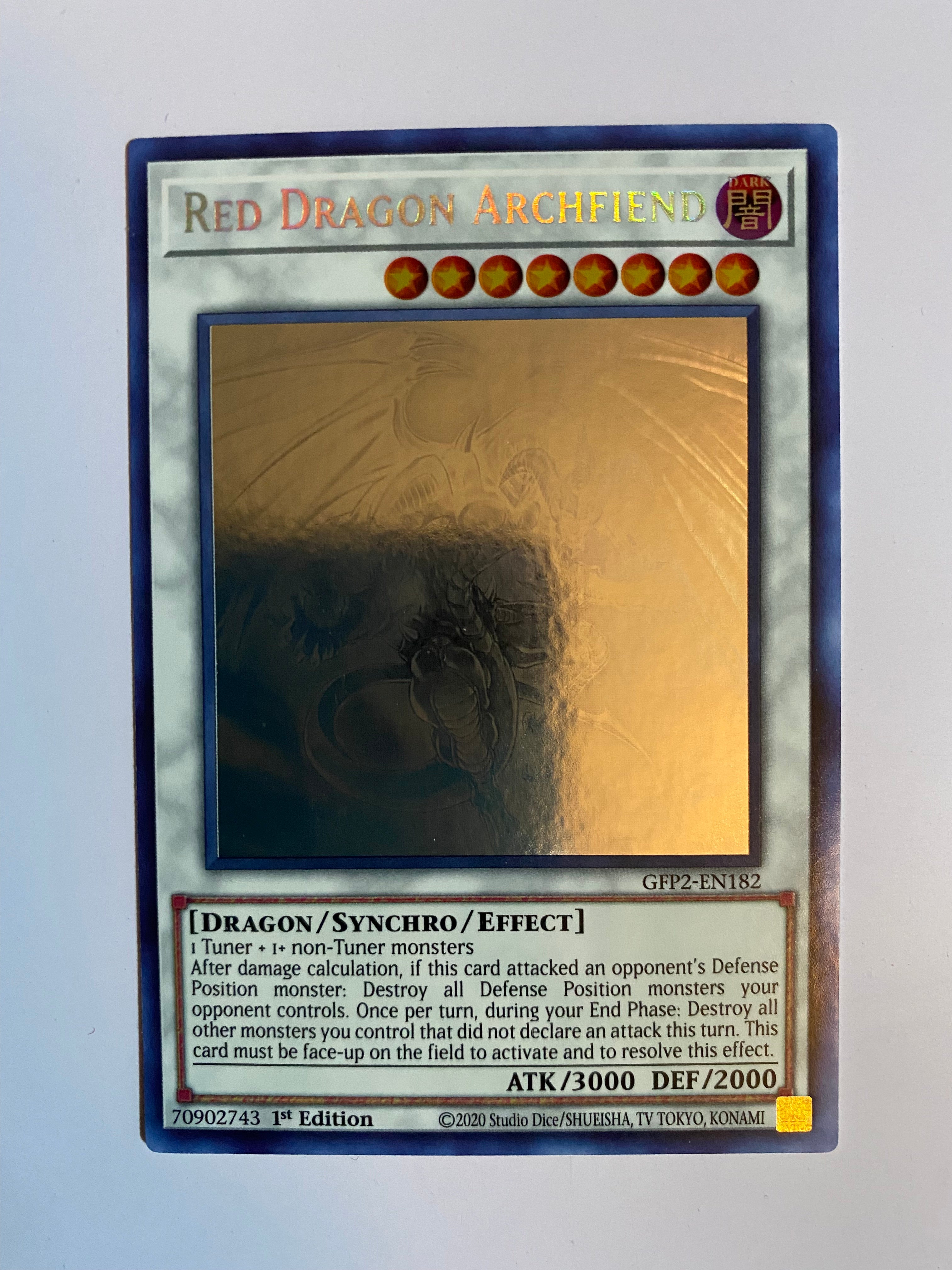 yugioh card red dragon archfiend GFP2-EN182 Ghost Rare 1st Edition Near Min Wood Type:Cherry Display Poster destroy all other monsters POKÉMON CARD GAME s12a