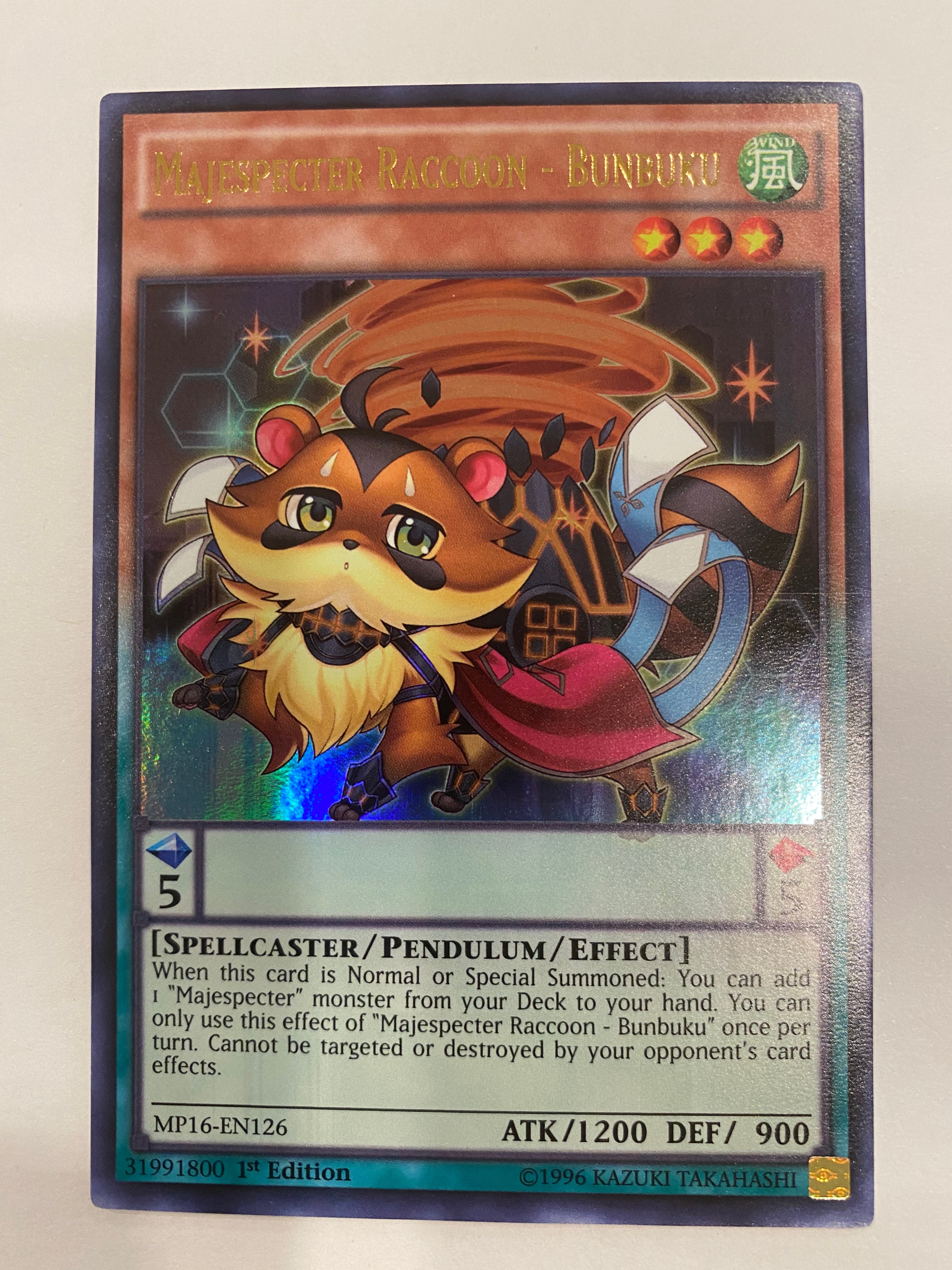 Yugioh Majespecter Raccoon Bunbuku MP16-EN126 Ultra Rare 1st Edition N
