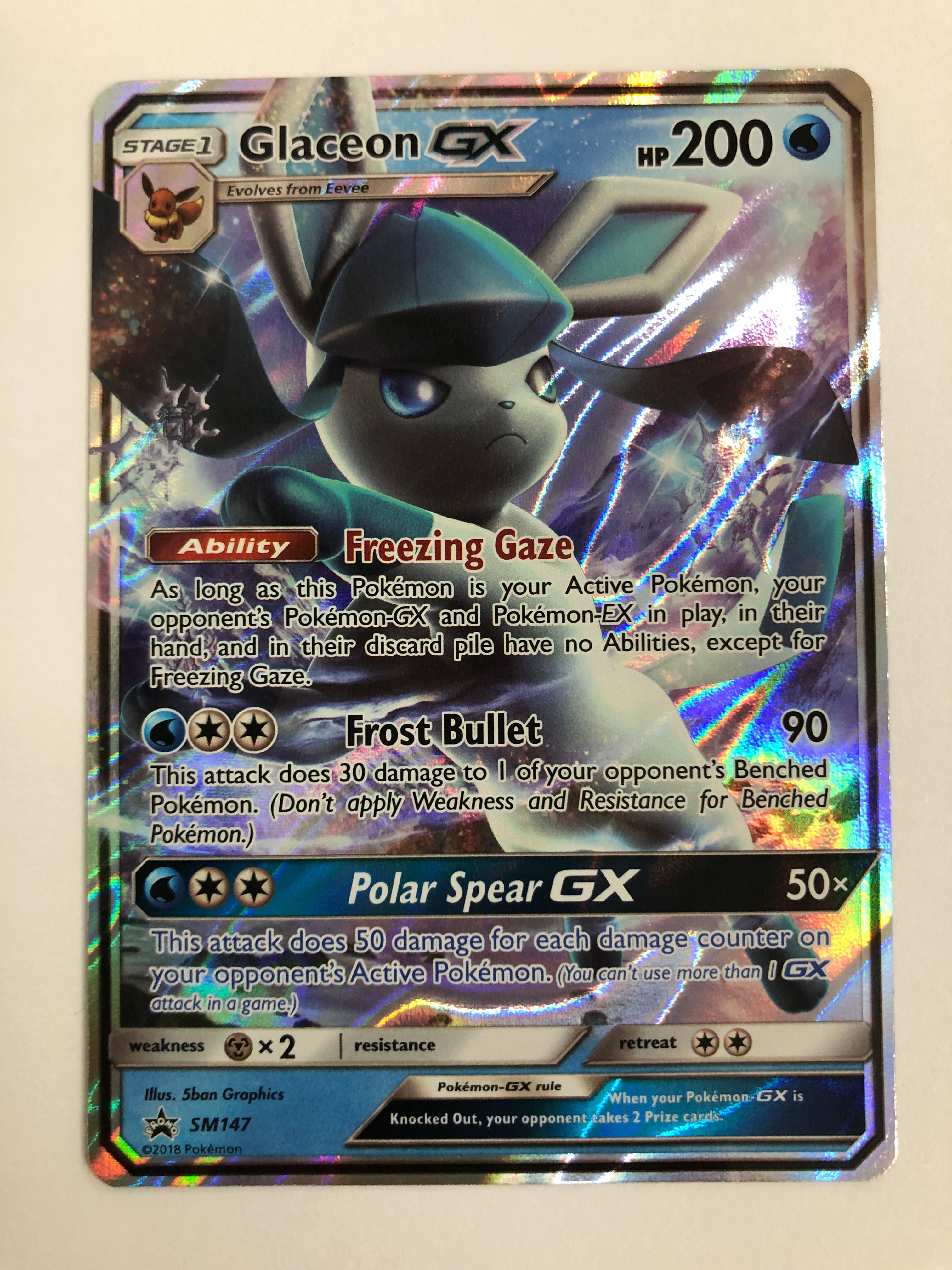 Glaceon GX SM147 Black Star Promo Holo Pokemon Card Near Mint Glaceon GX SM147 Black Star Promo Holo Pokemon Card Near Mint
