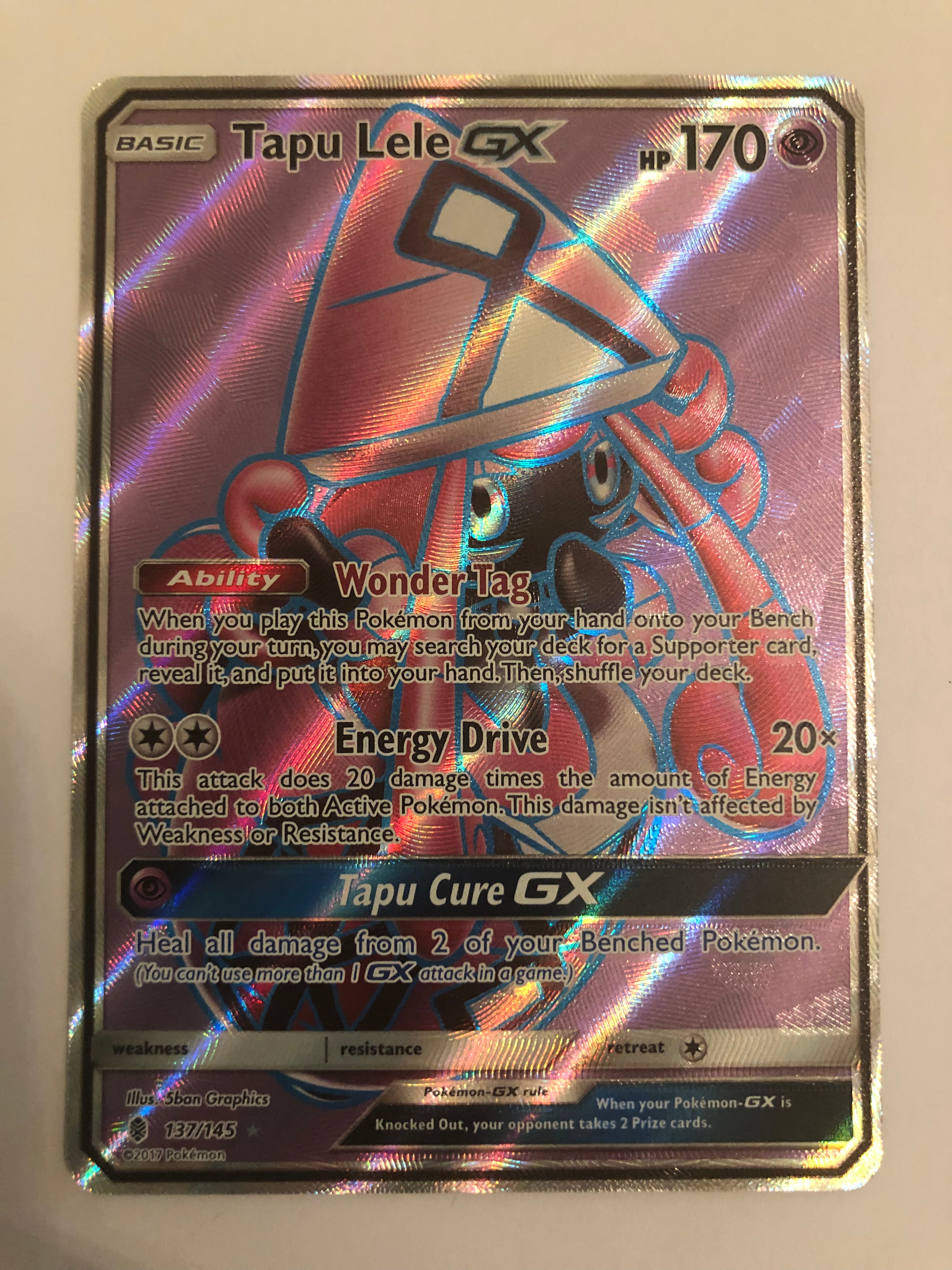 Tapu Lele GX 137/145 Full Art Holo Rare Guardians Rising Pokemon Card Tapu Lele GX 137/145 Full Art Holo Rare Guardians Rising Pokemon Card