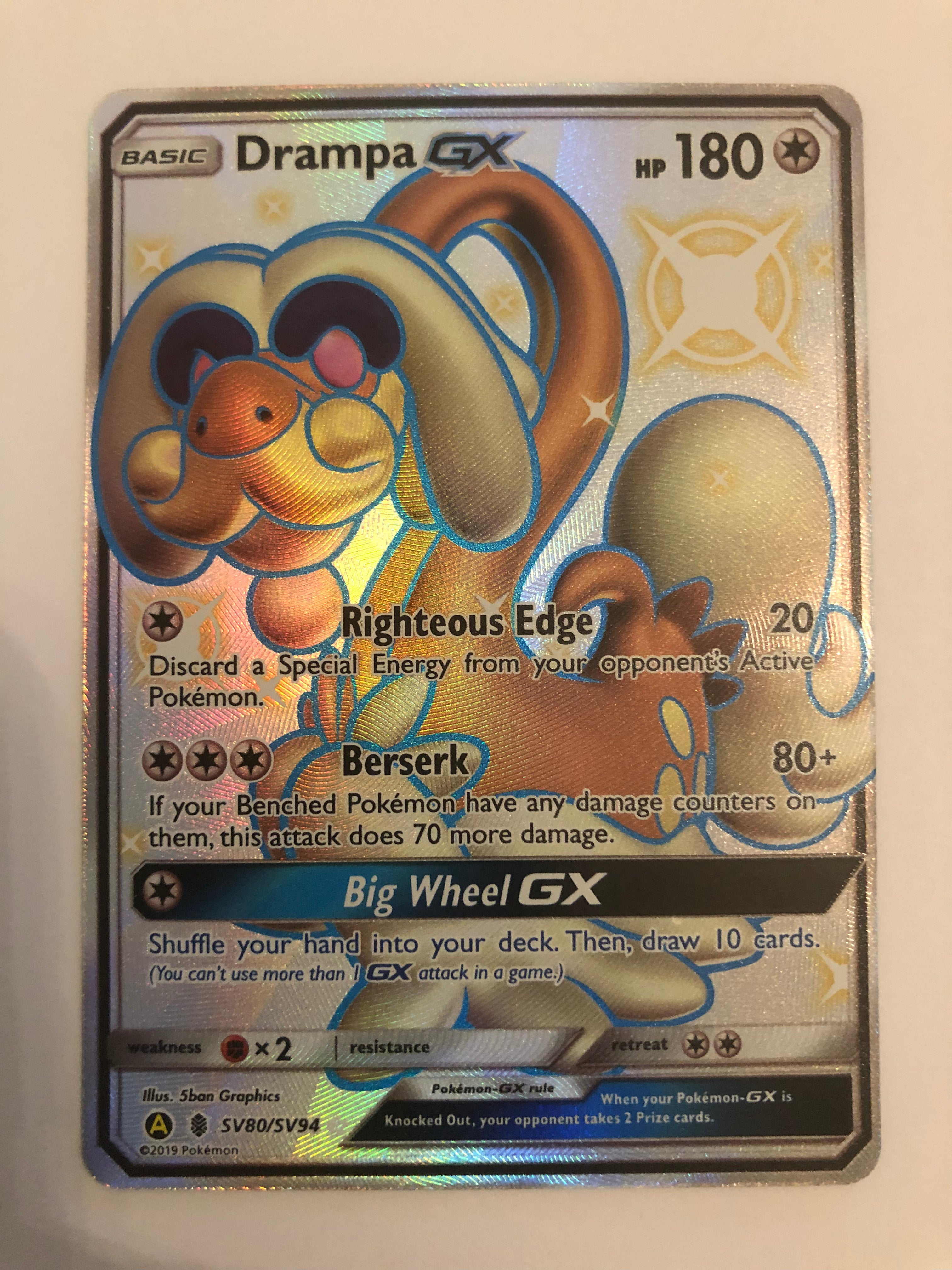 Drampa GX SV80/SV94 Shiny Ultra Rare Hidden Fates Pokemon Card Near Mi