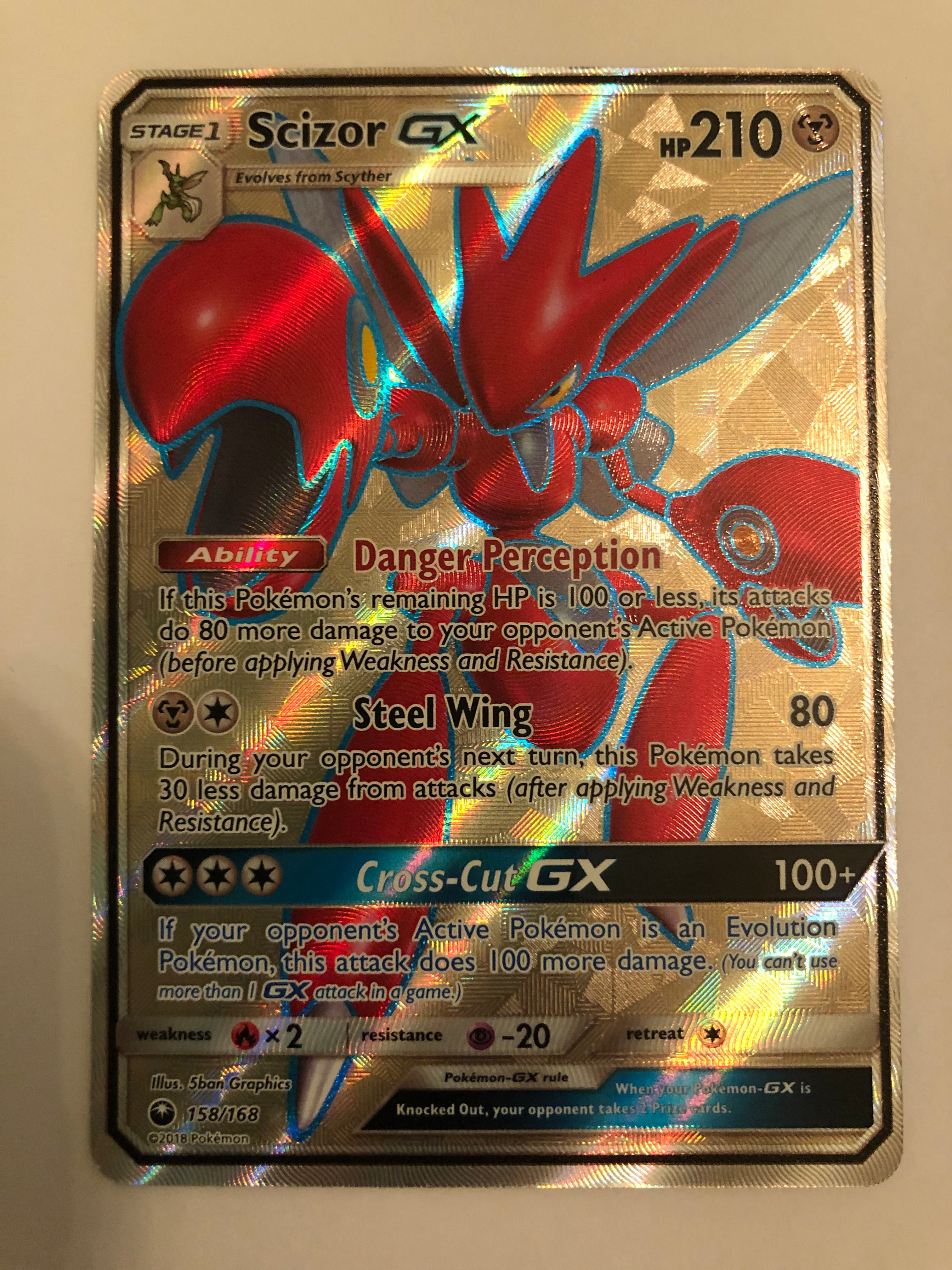 Scizor GX 158/168 Ultra Rare Full Art Pokemon Card Near Mint Scizor GX 158/168 Ultra Rare Full Art Pokemon Card Near Mint