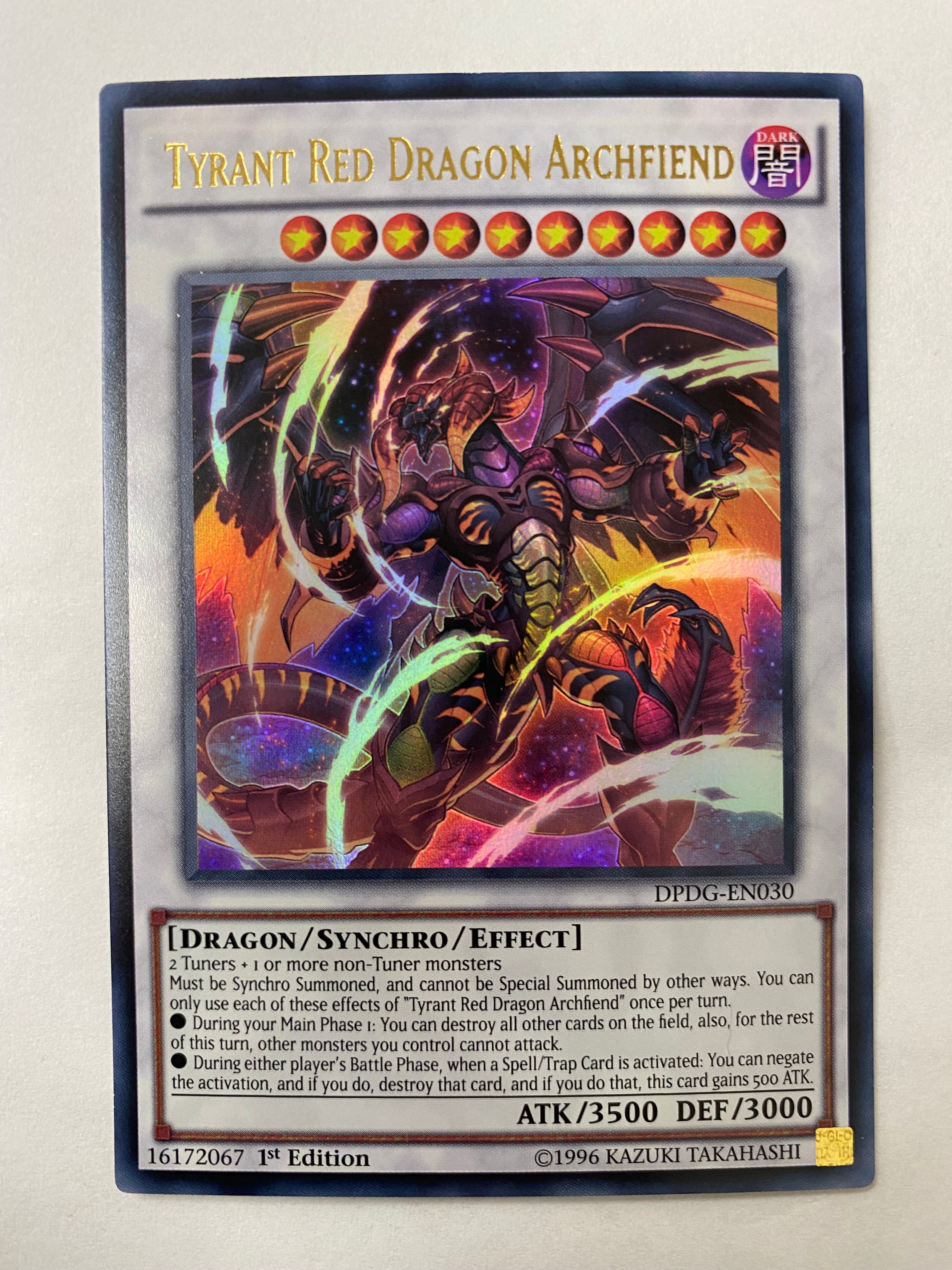 Yugioh Tyrant Red Dragon Archfiend DPDG-EN030 1st Edition Ultra Rare N