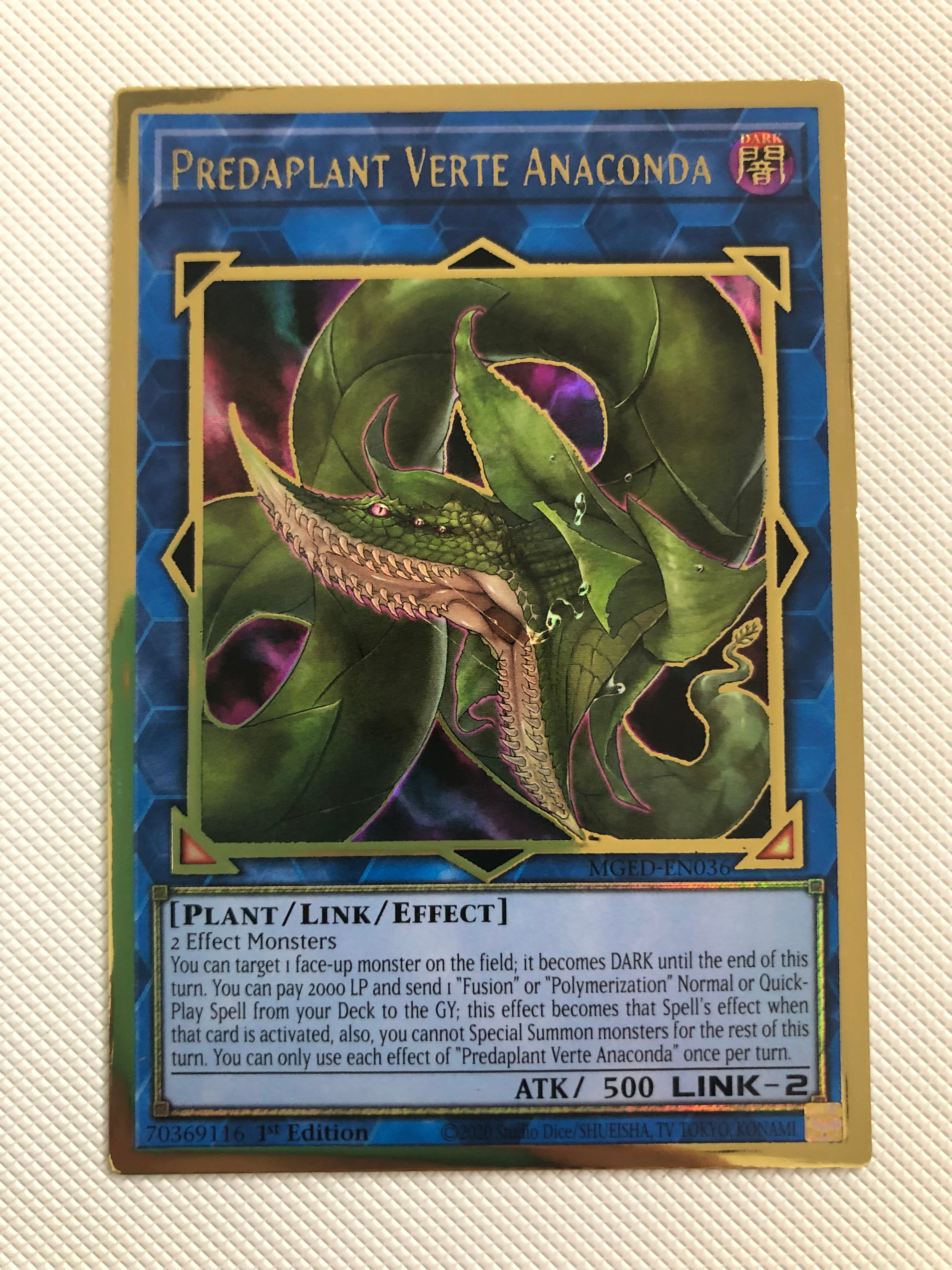 anaconda yugioh card Yugioh Predaplant Verte Anaconda MGED-EN036 Gold Rare 1st Edition NM