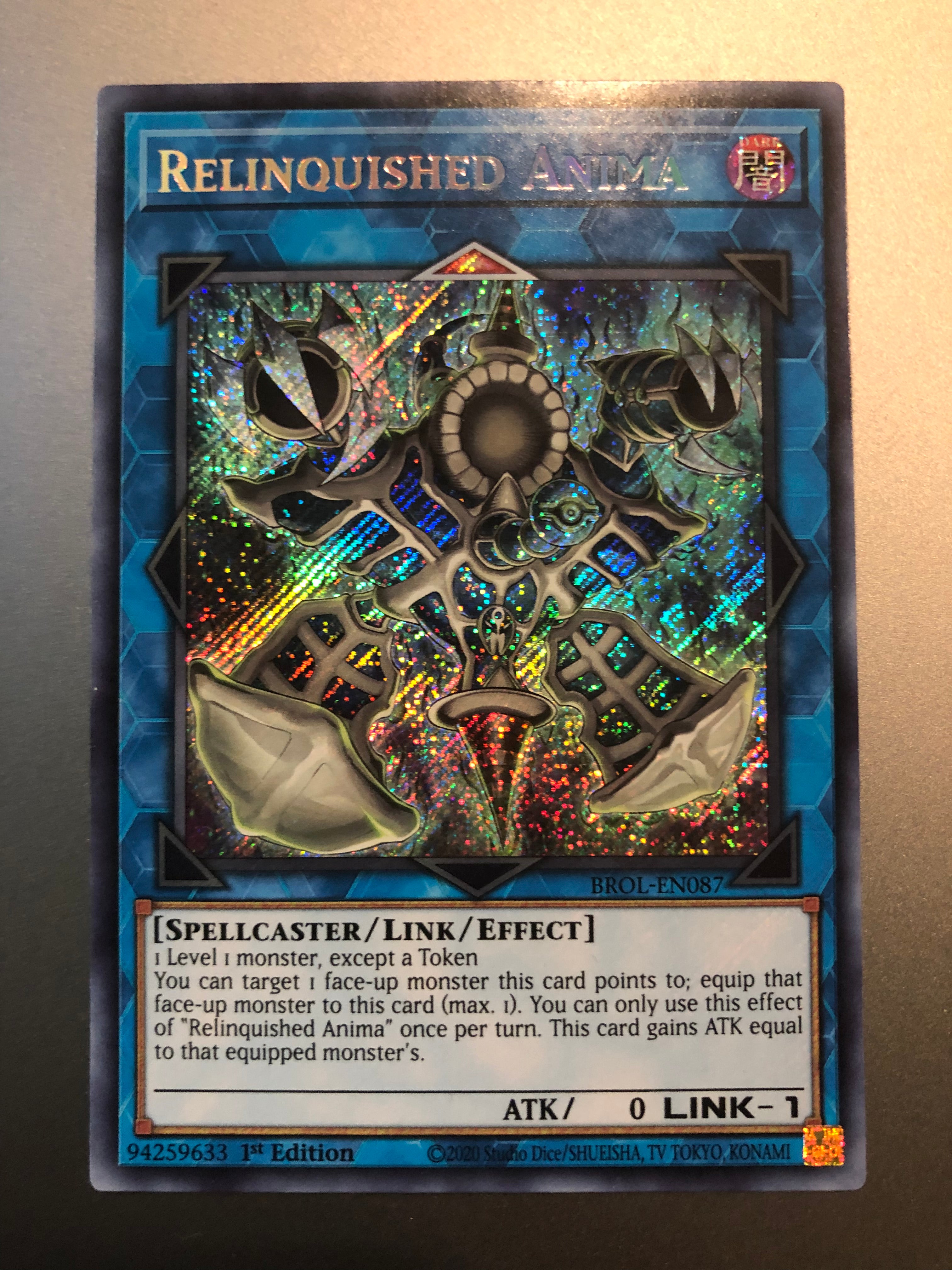 Yugioh Relinquished Anima BROL-EN087 Secret Rare 1st Edition NM Yugioh Relinquished Anima BROL-EN087 Secret Rare 1st Edition NM