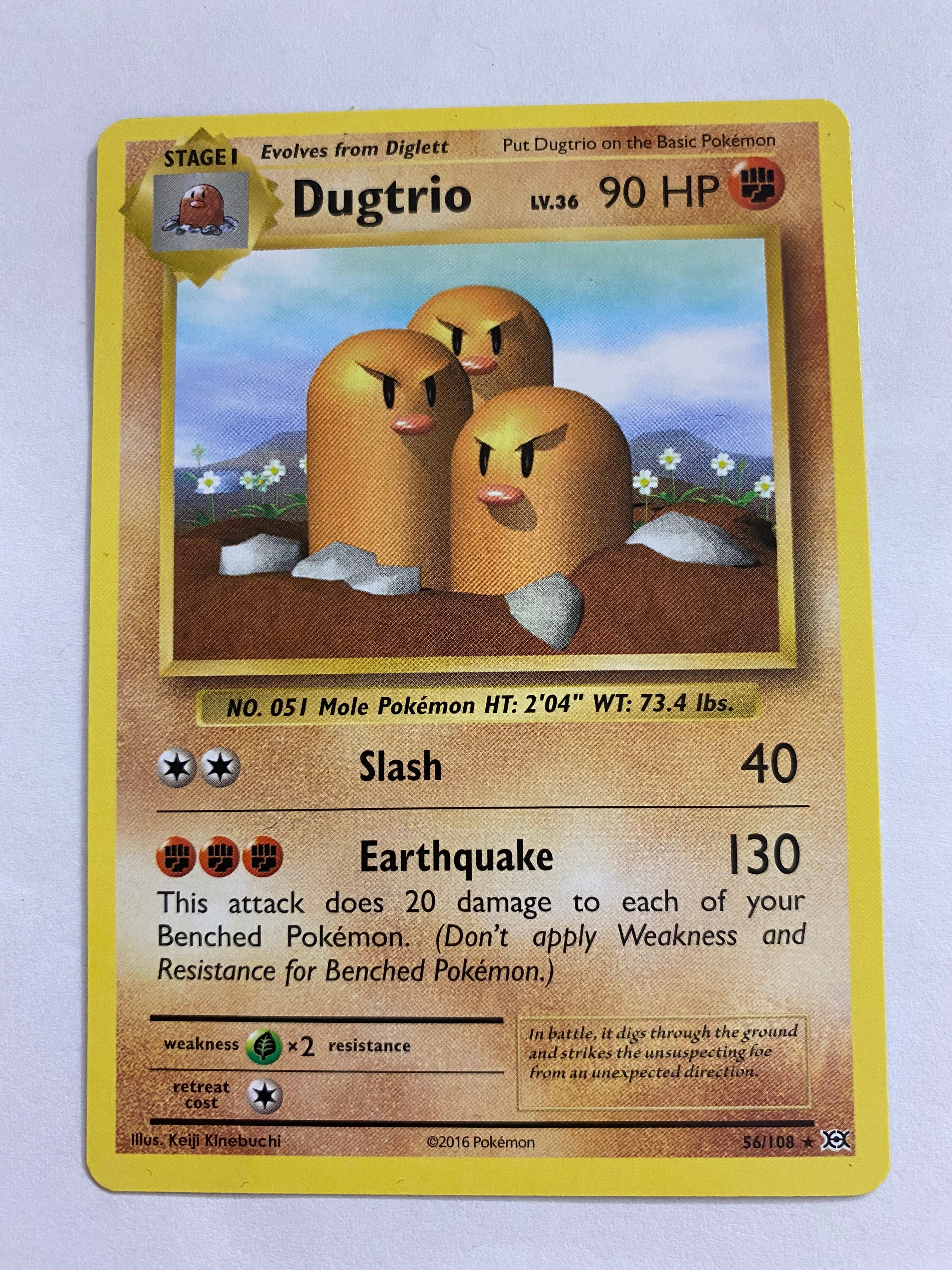 Dugtrio 56/108 Rare Non-Holo Pokemon Card NM Dugtrio 56/108 Rare Non-Holo Pokemon Card NM