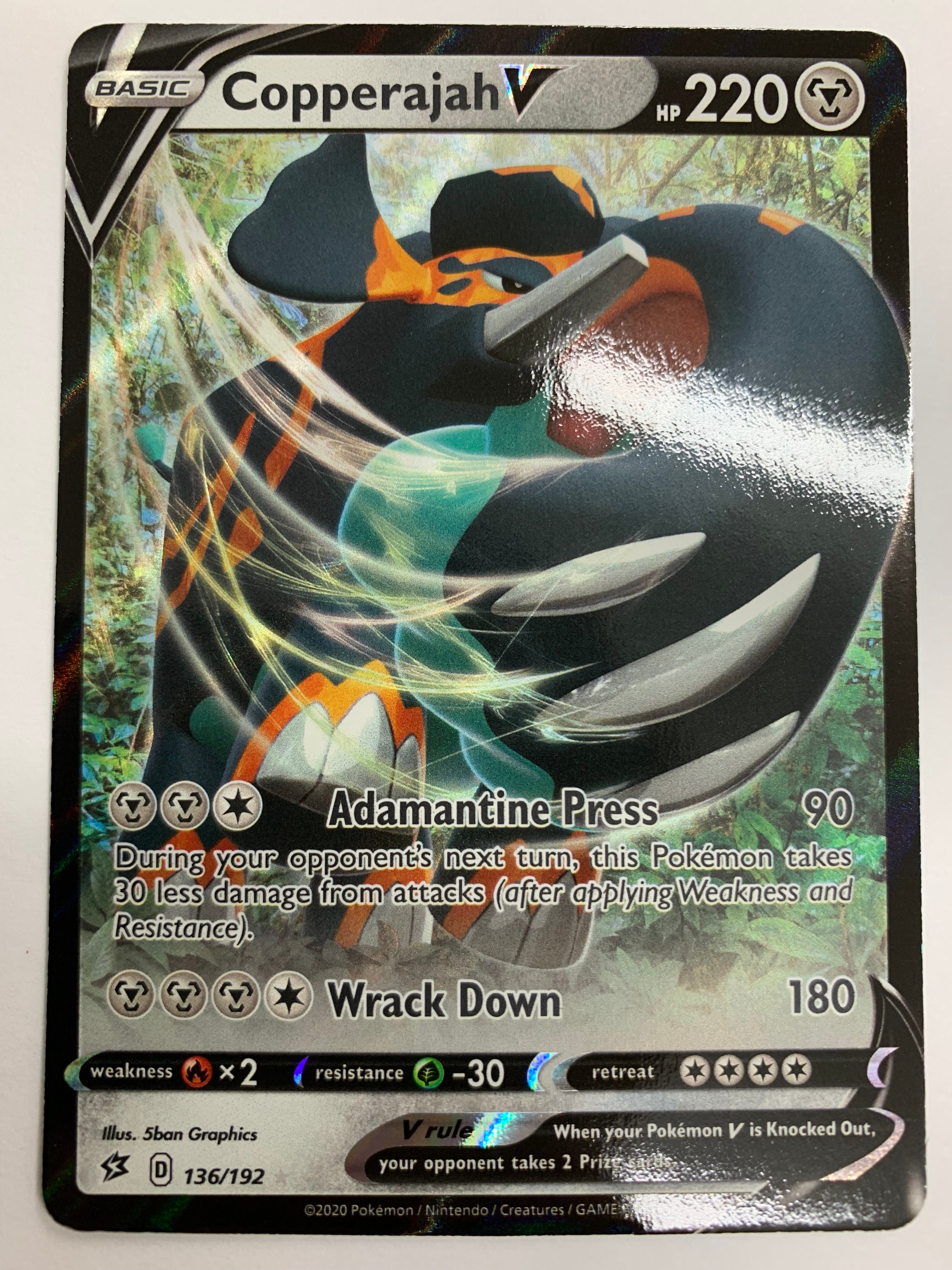 Copperajah V 136/192 Rebel Clash Rare Holo Pokemon Card Near Mint Copperajah V 136/192 Rebel Clash Rare Holo Pokemon Card Near Mint