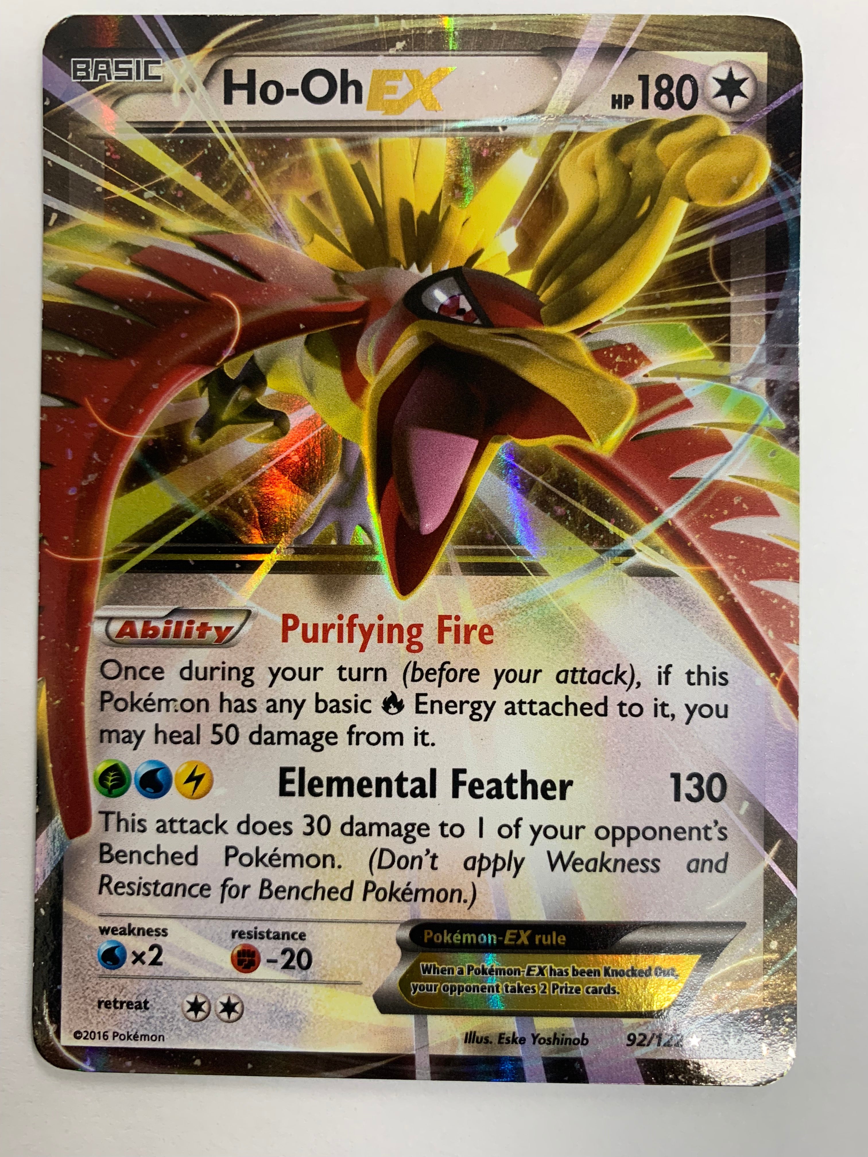 Ho-Oh EX 92/122 XY Breakpoint Rare Holo Pokemon Card Near Mint