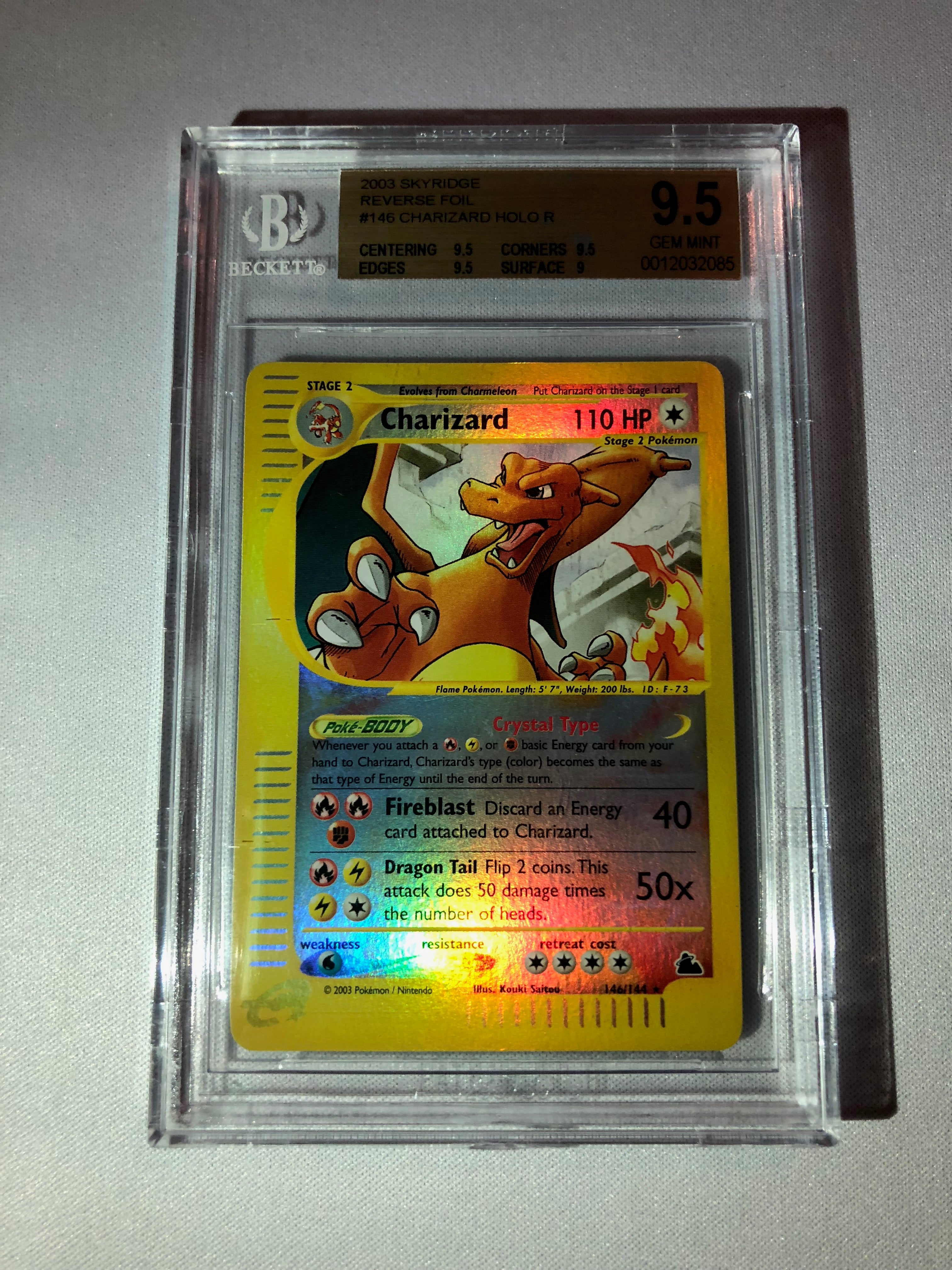Charizard 146/144 Skyridge 2003 Reverse Holo Rare Pokemon Card BGS 9.5 Charizard 146/144 Skyridge 2003 Reverse Holo Rare Pokemon Card BGS 9.5
