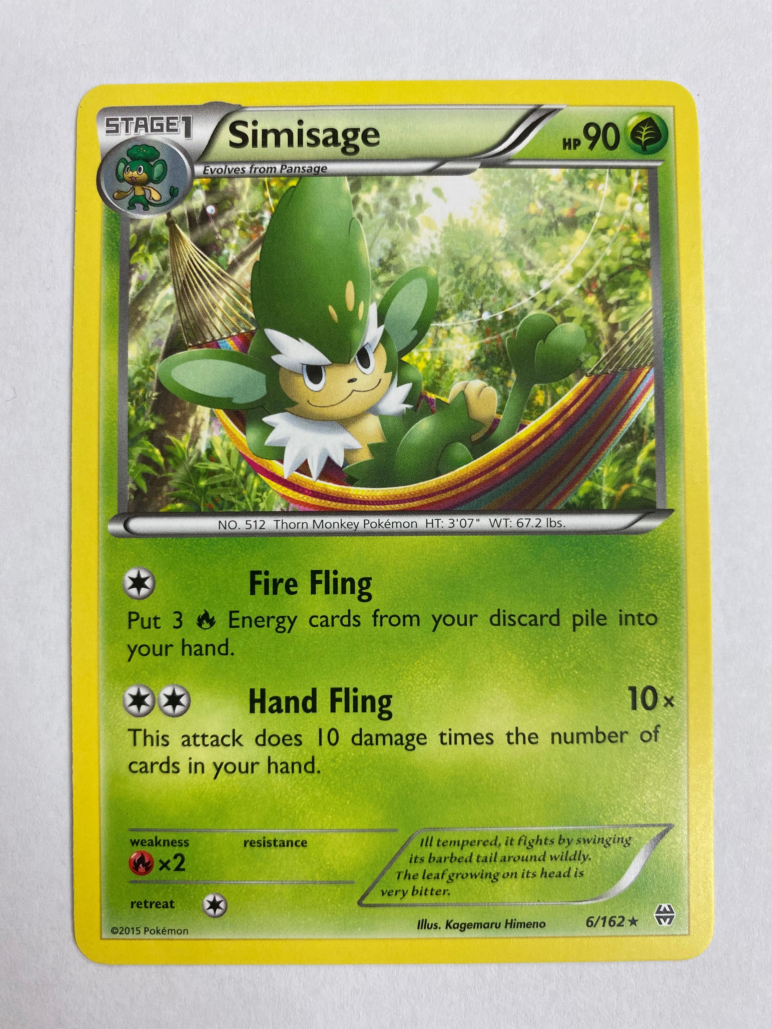 Simisage 6/162 XY: Rare Pokemon Card NM