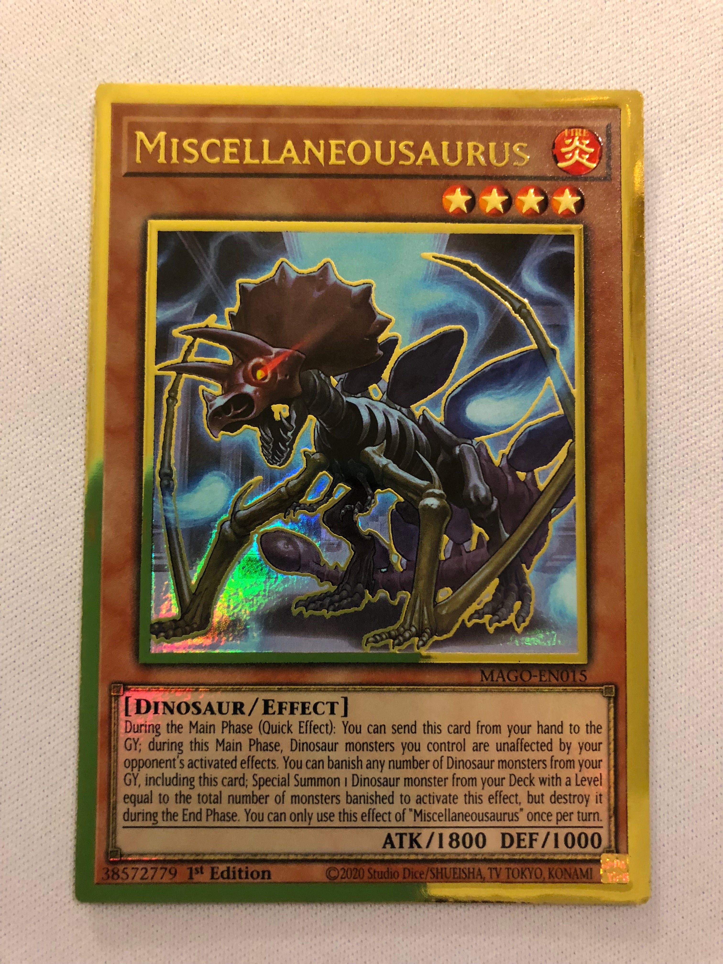 gold rare yugioh cards Yugioh Miscellaneousaurus MAGO-EN015 Premium Gold Rare 1st Edition Nea