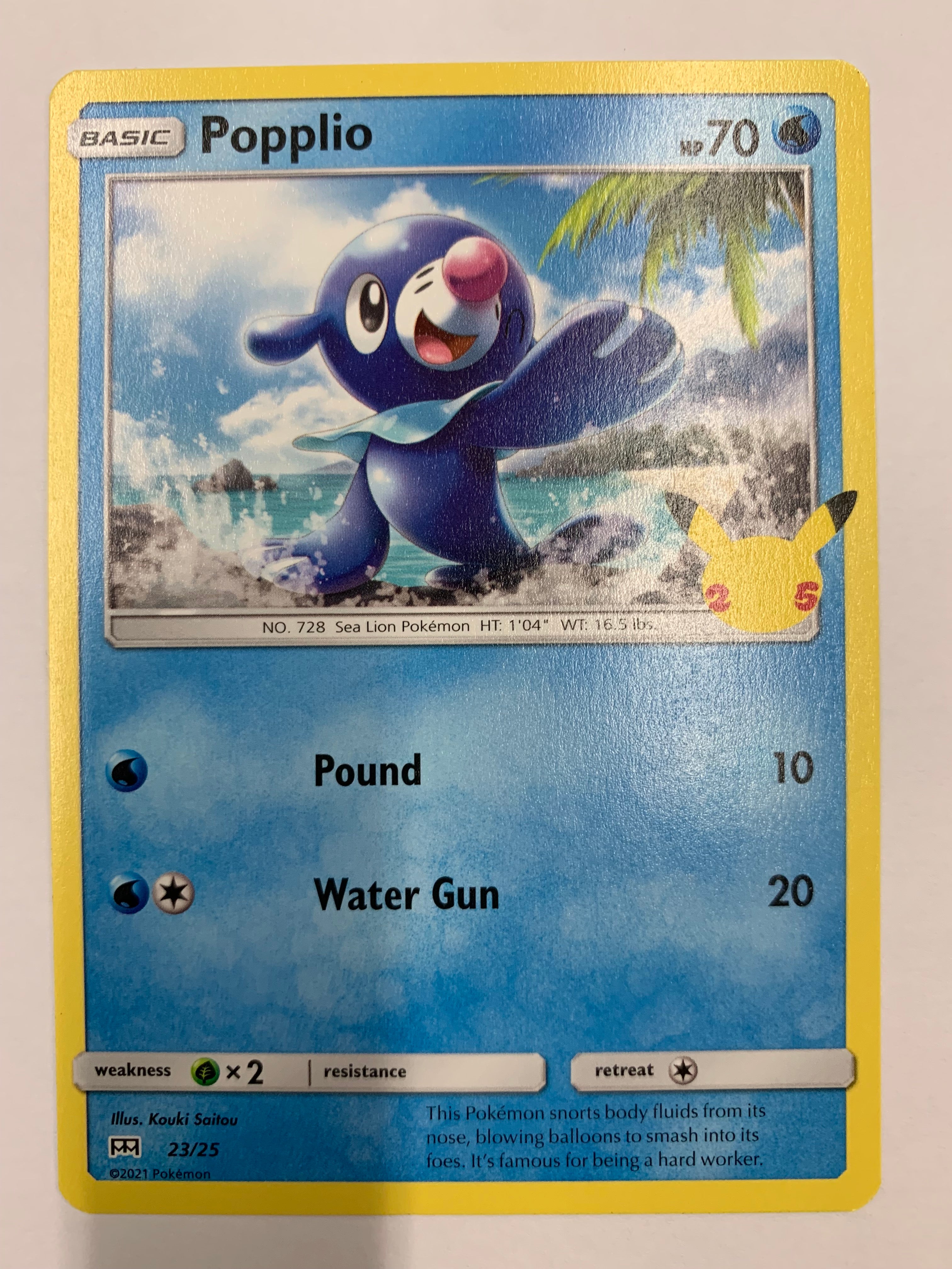 popplio pokemon card Popplio 23/25 Non-Holo Pokemon 25th Anniversary McDonald's Promo Card