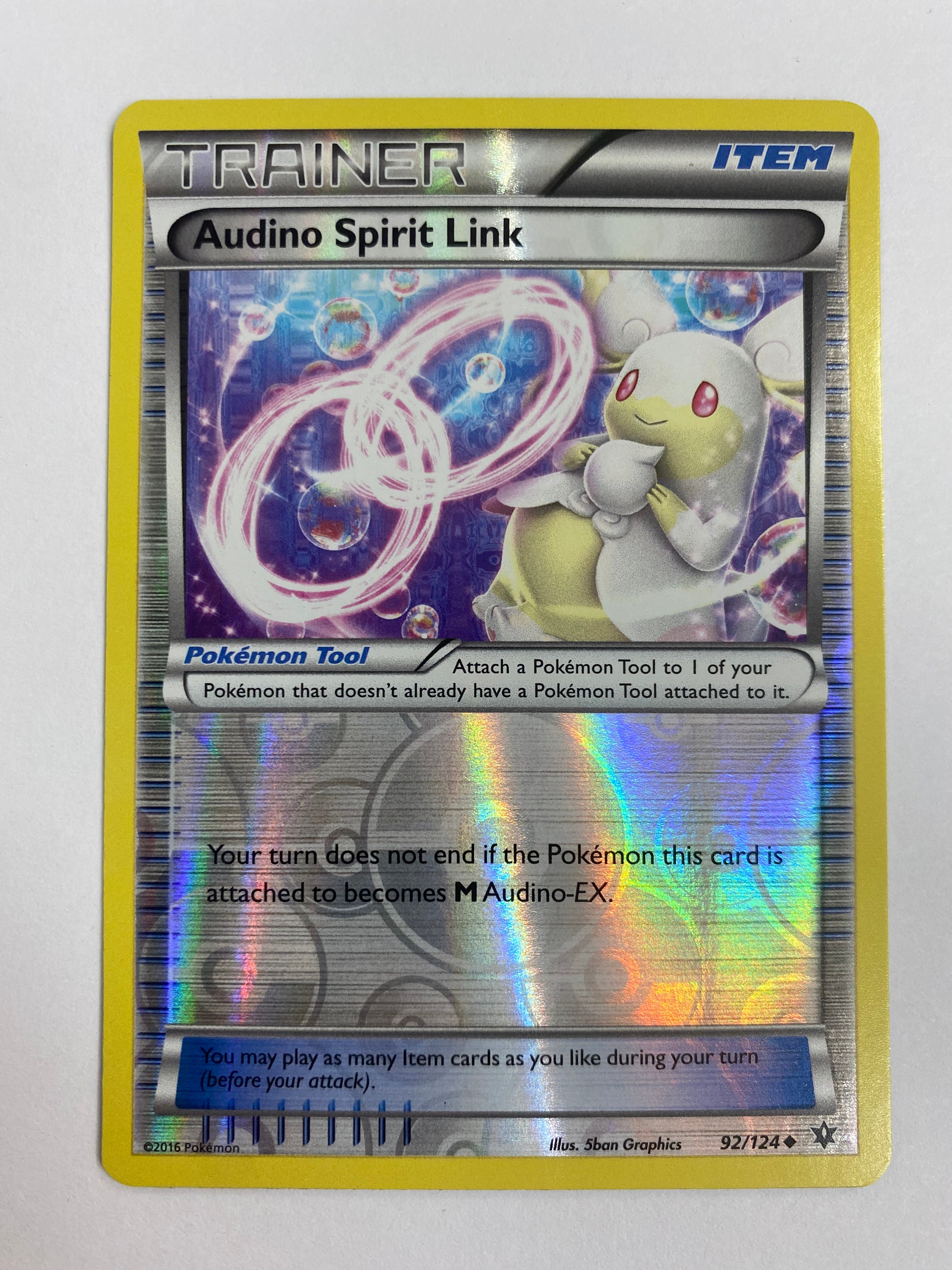 Audino Spirit Link 92/124 Reverse Holo Pokemon Card Near Mint