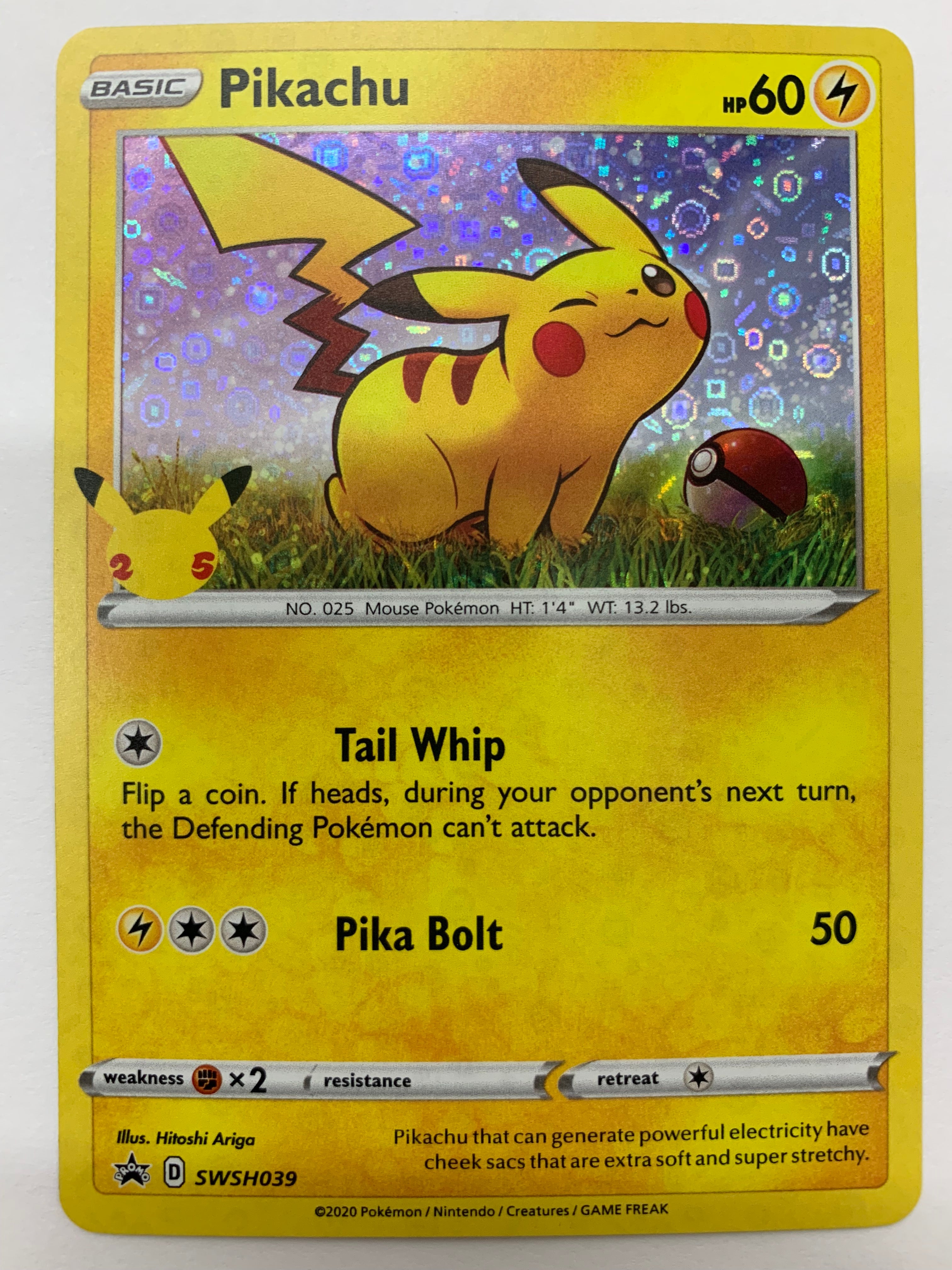 Pikachu SWSH039 Black Star Promo 25th Anniversary Holo Pokemon TCG NM Pikachu SWSH039 Black Star Promo 25th Anniversary Holo Pokemon TCG NM