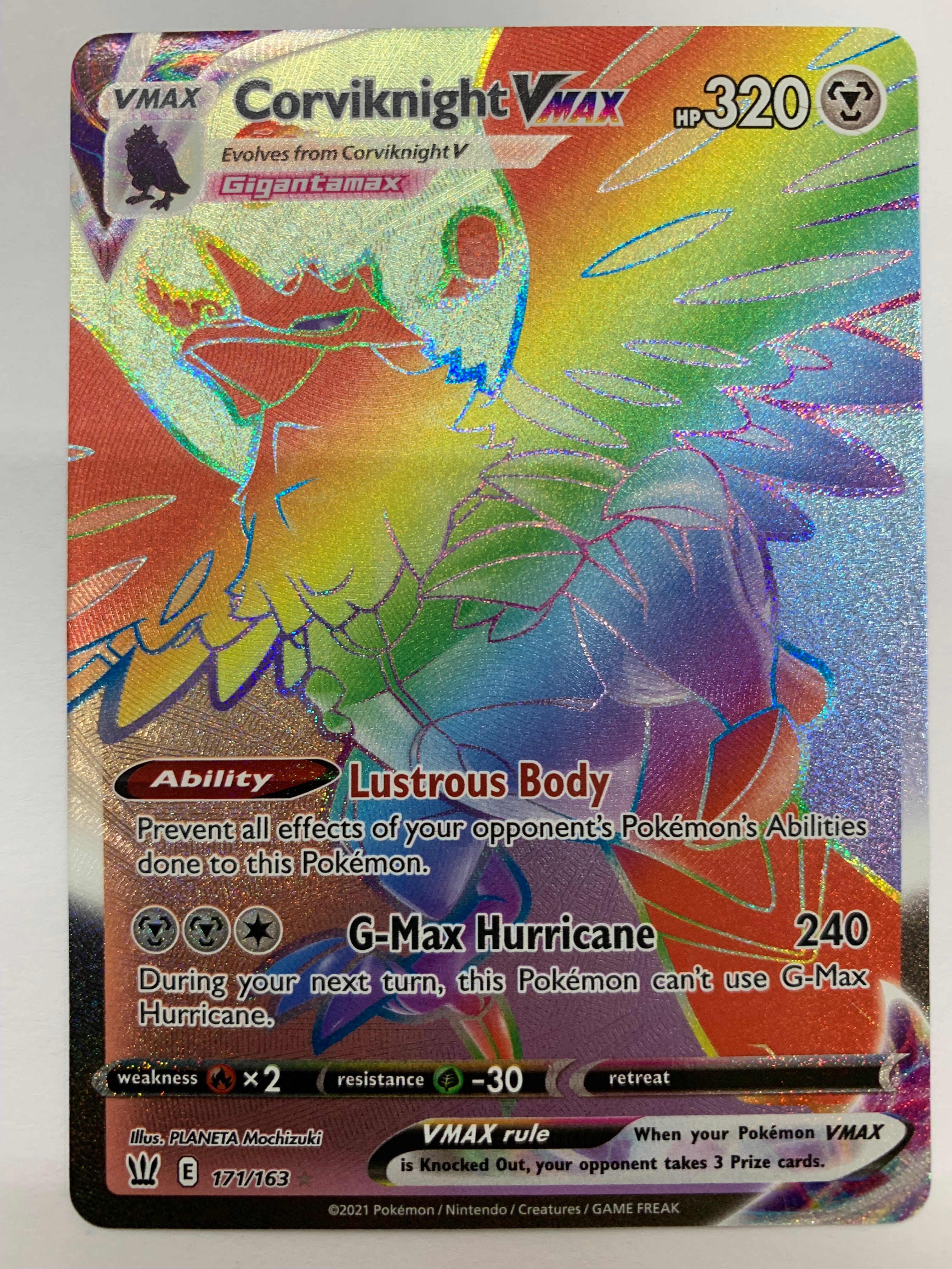Corviknight VMAX 171/163 Battle Styles Rainbow Rare Pokemon TCG Near M
