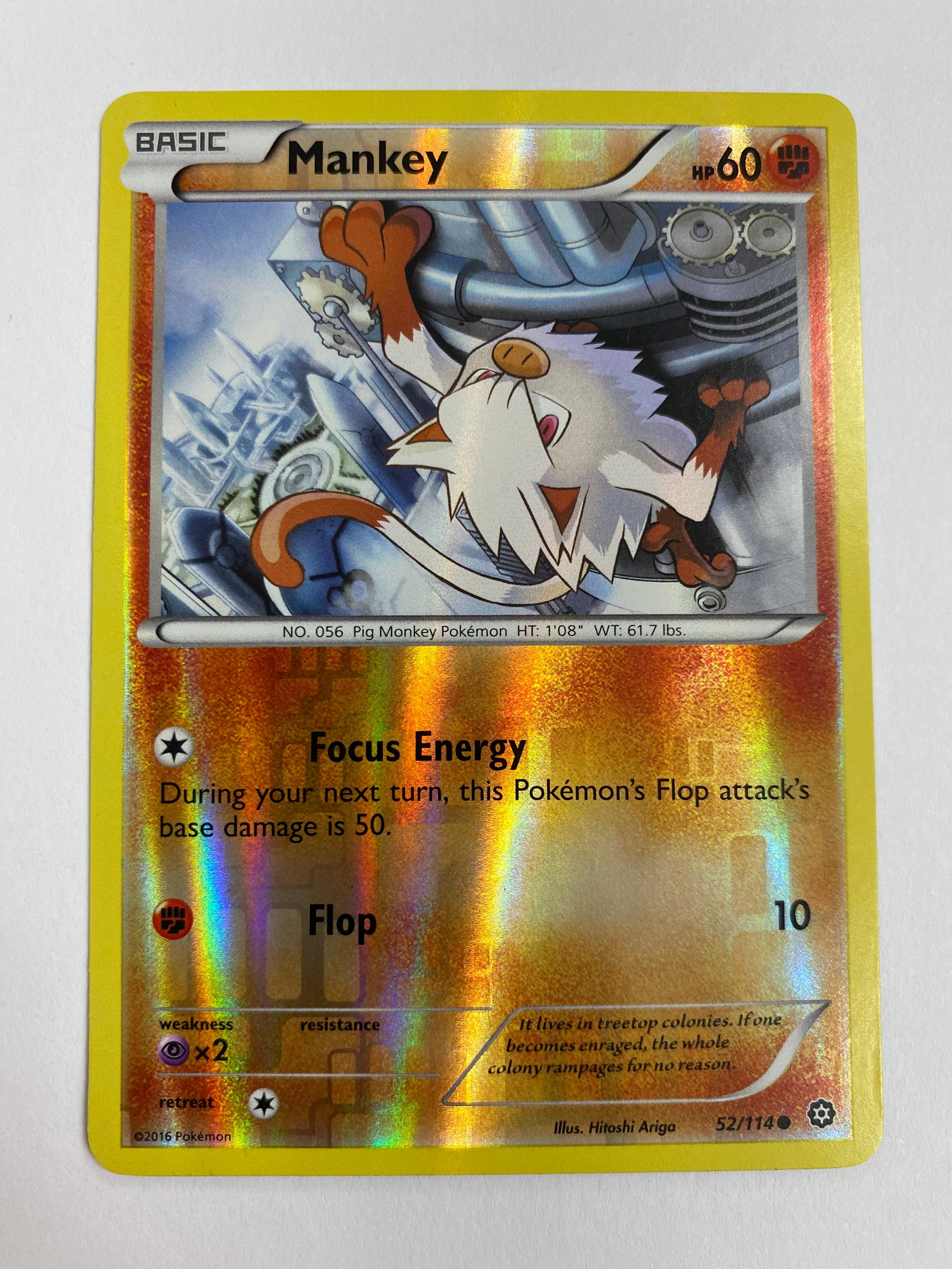Mankey 52/114 Common Reverse Holo Pokemon Card Near Mint Mankey 52/114 Common Reverse Holo Pokemon Card Near Mint