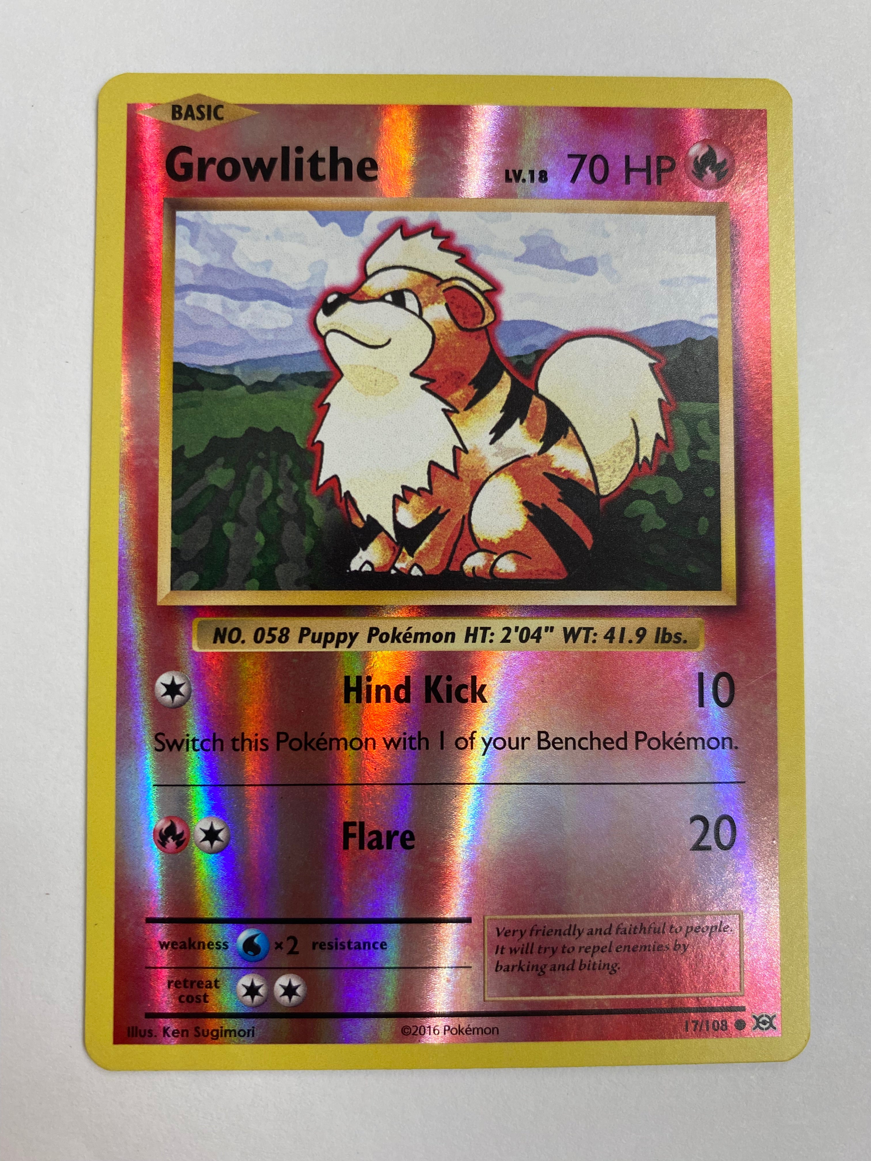 Growlithe 17/108 Reverse Holo Pokemon Card Near Mint Growlithe 17/108 Reverse Holo Pokemon Card Near Mint
