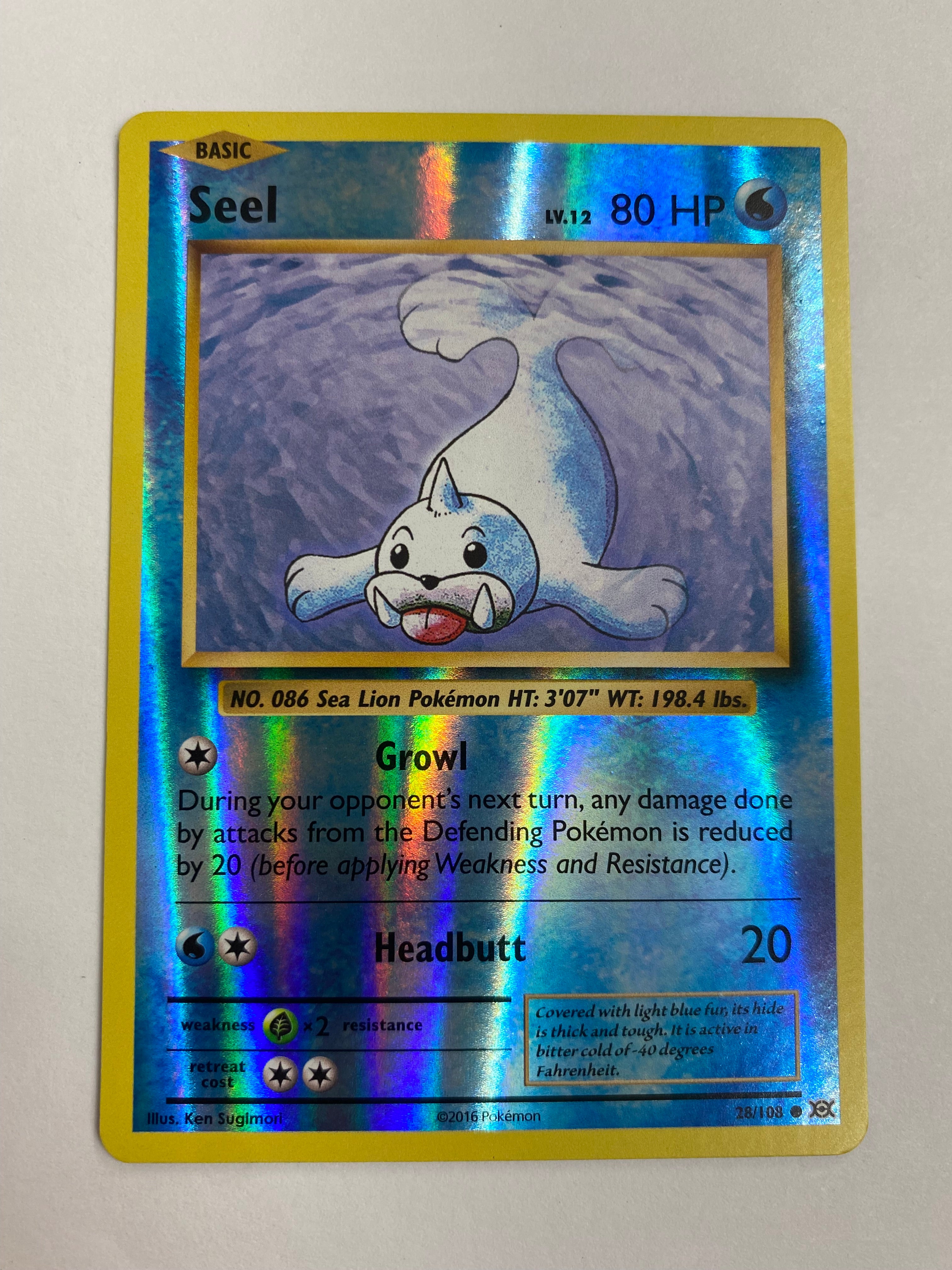 Seel 28/108 Reverse Holo Evolutions Pokmon Card Near Mint Seel 28/108 Reverse Holo Evolutions Pokmon Card Near Mint