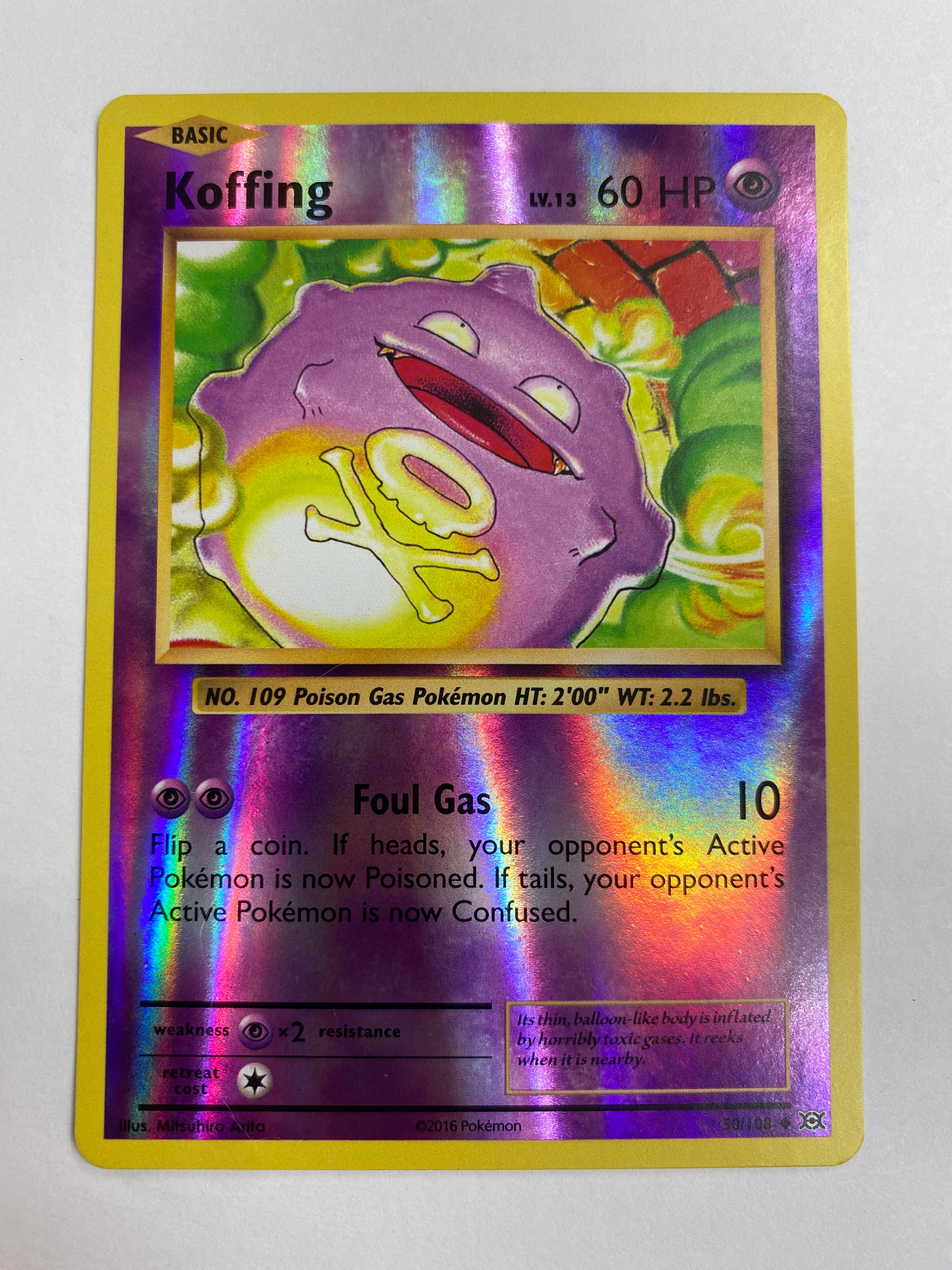 Koffing 50/108 Pokemon Card Reverse Holo Near Mint Koffing 50/108 Pokemon Card Reverse Holo Near Mint