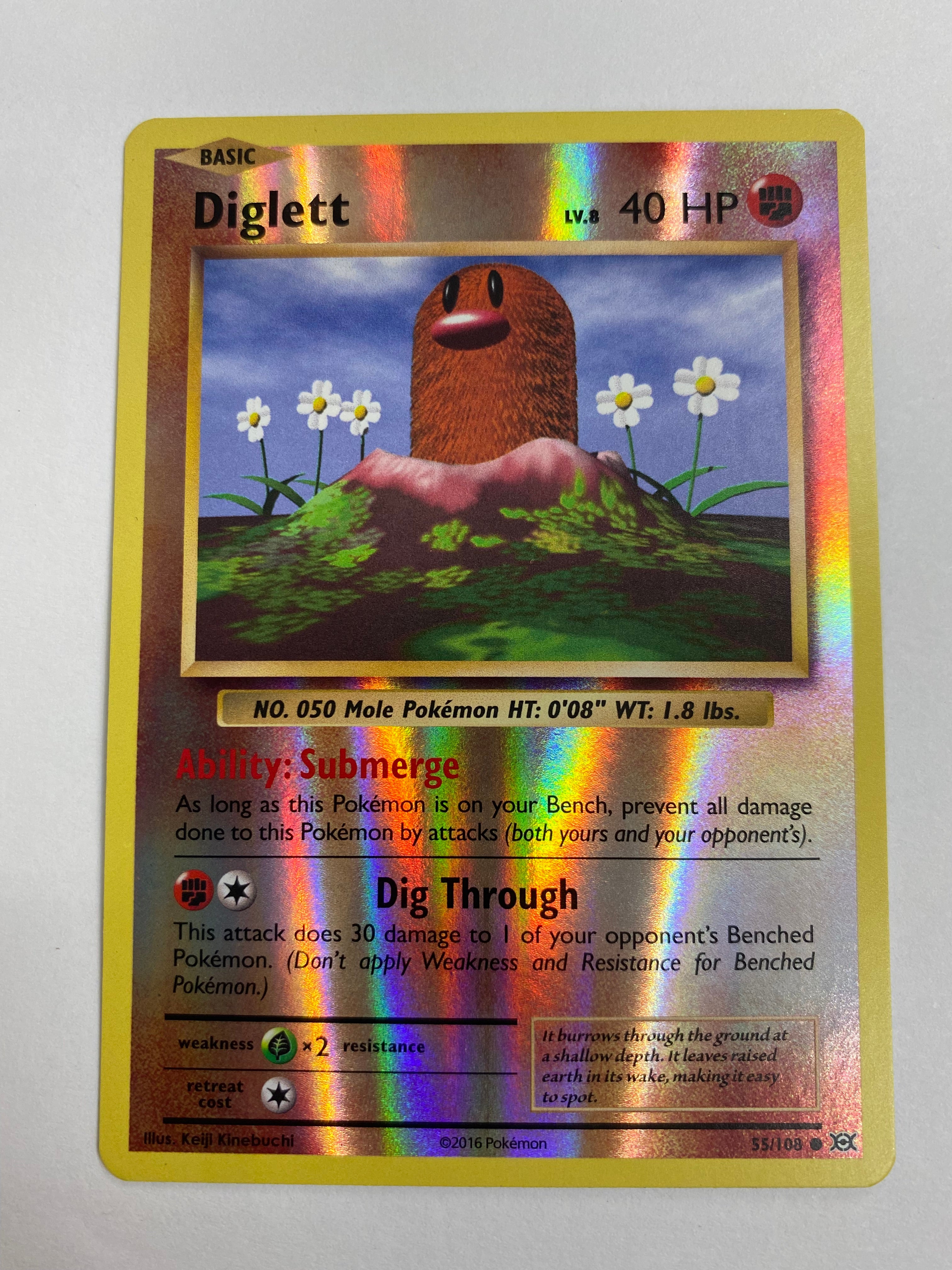 Diglett 55/108 Reverse Holo XY Evolutions Pokemon Card Naer Mint