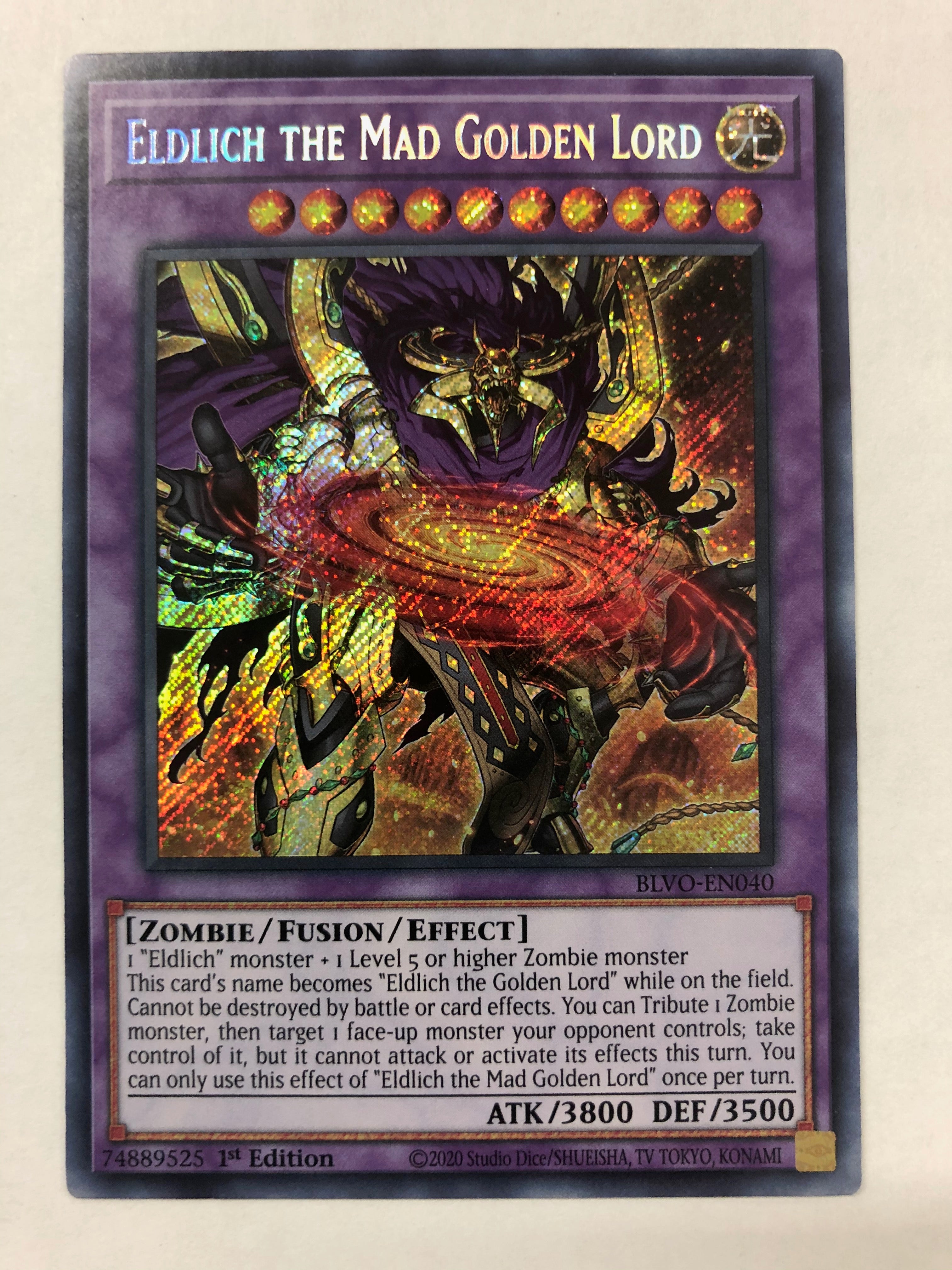 Yugioh Eldlich The Mad Golden Lord BLVO-EN040 Secret Rare 1st Edition